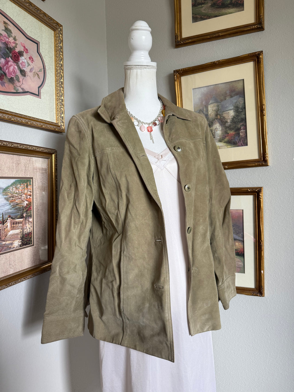 Sage Green Suede Button Up Jacket