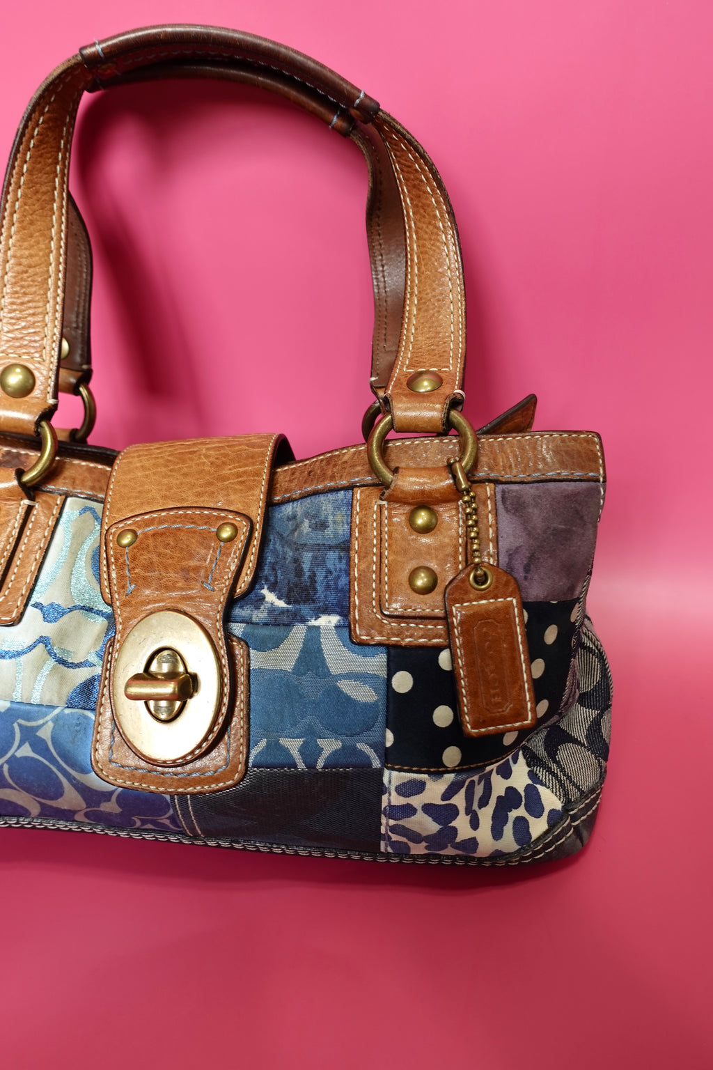 Coach Denim Patchwork Satchel