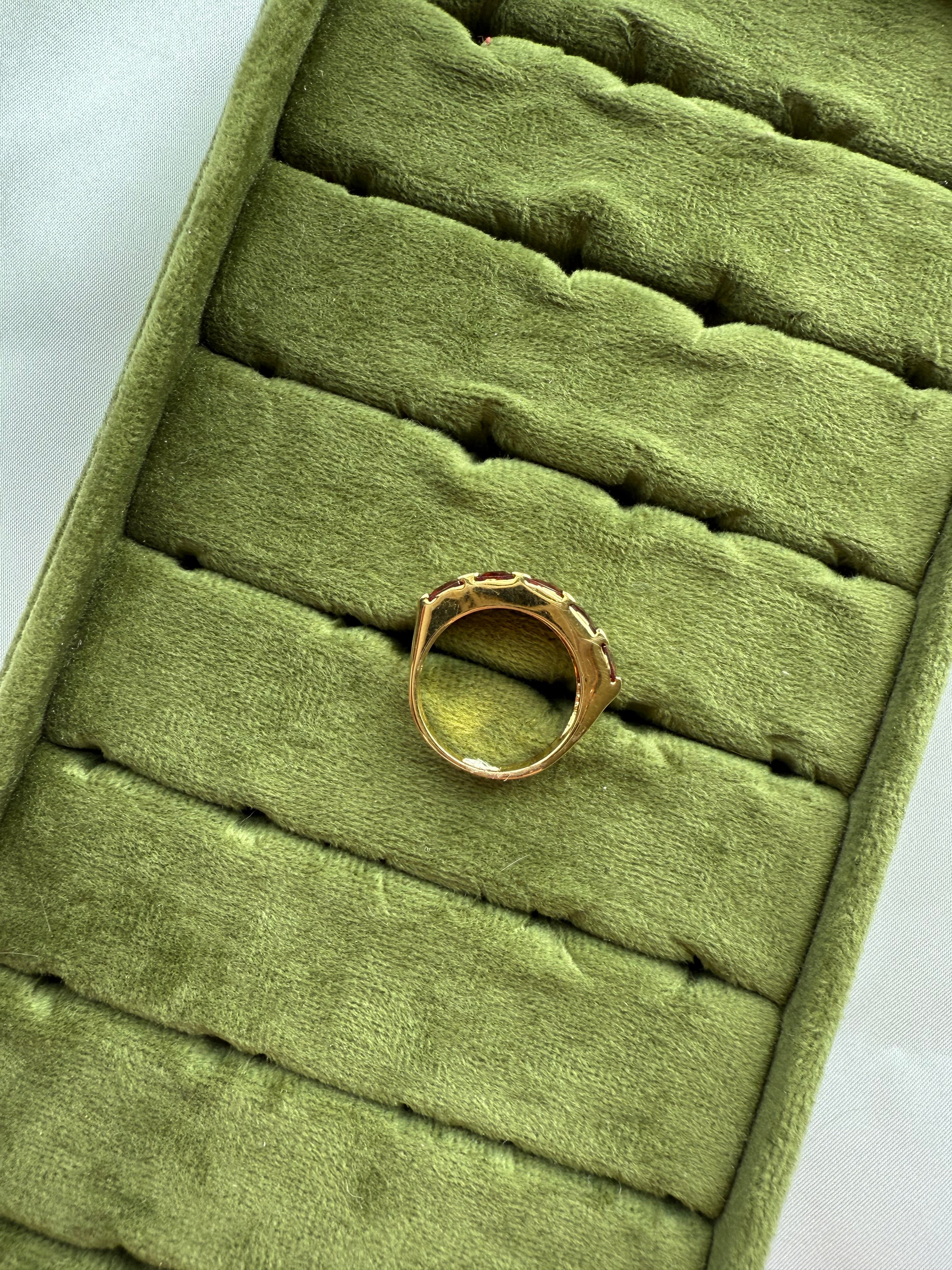 Gold Red Baguette Ring Size 7