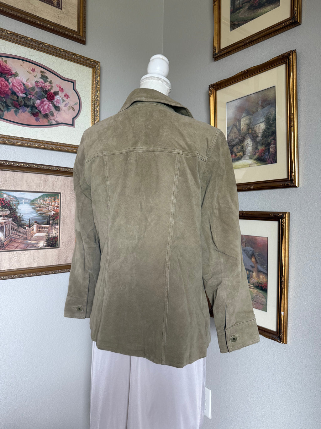 Sage Green Suede Button Up Jacket
