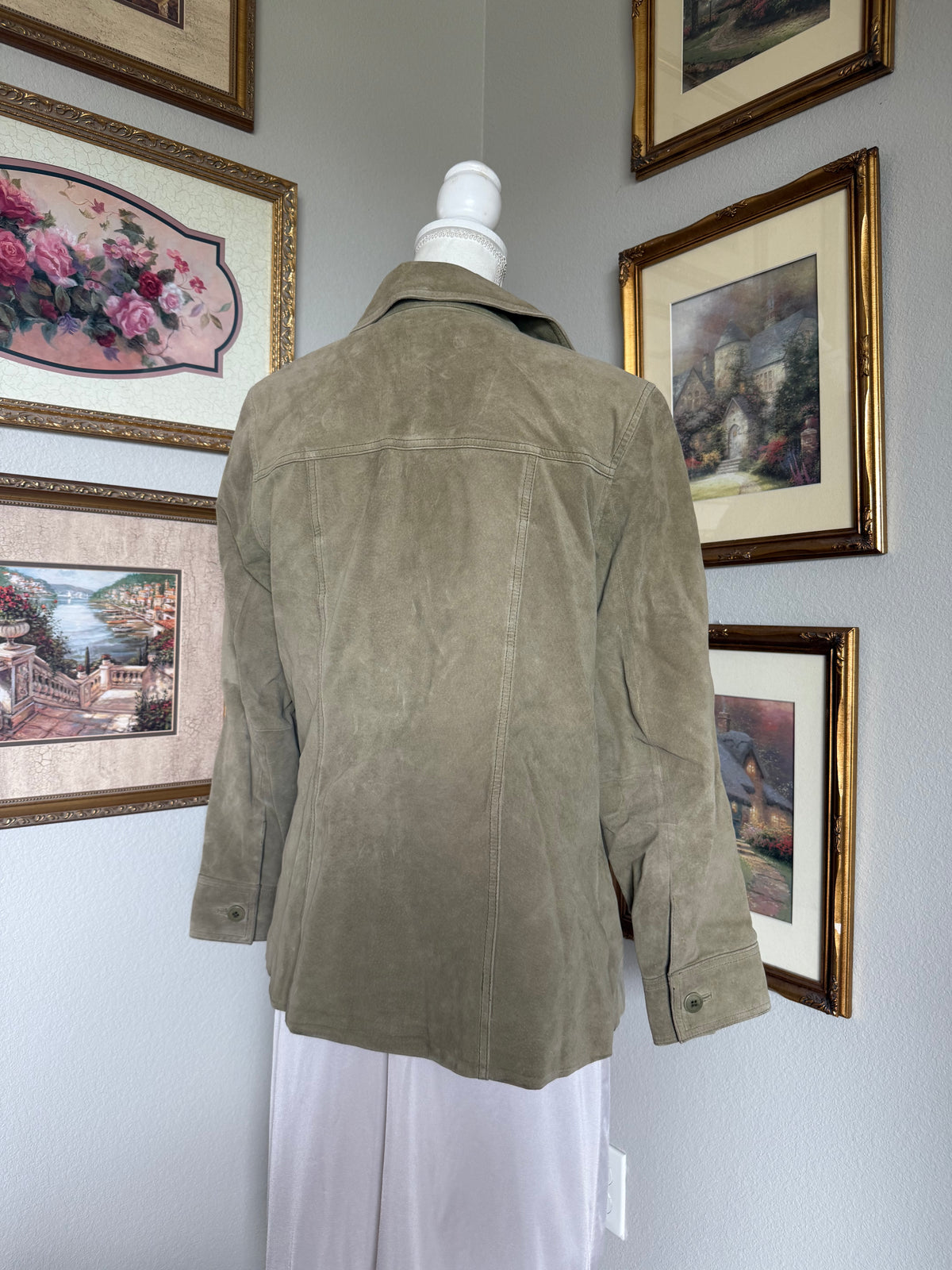 Sage Green Suede Button Up Jacket