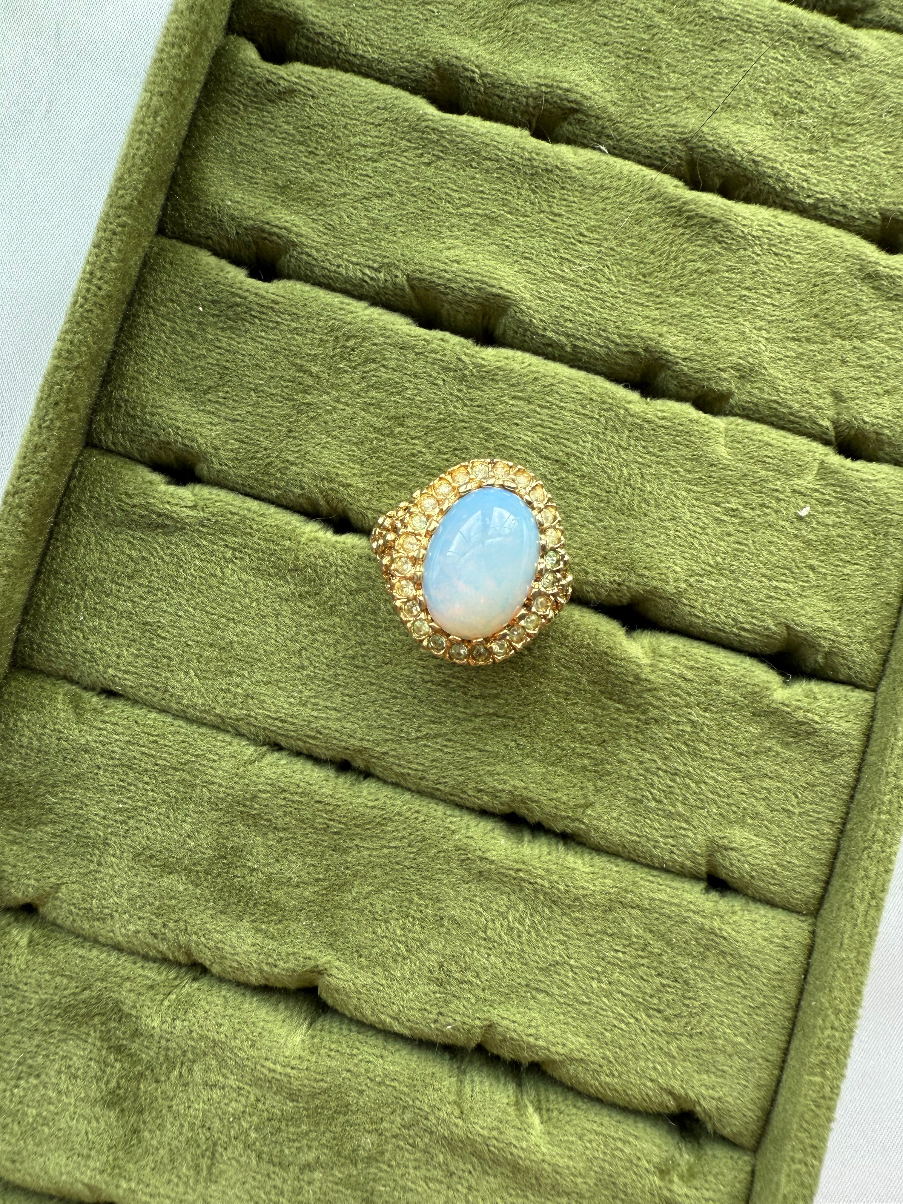 Gold AB Iridescent Halo Ring Size 10.25