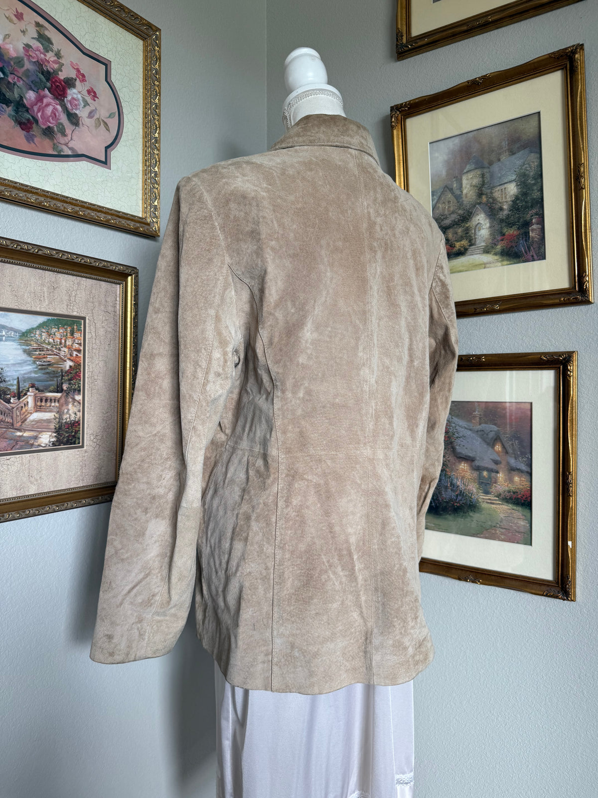 Beige Suede Button Up Jacket