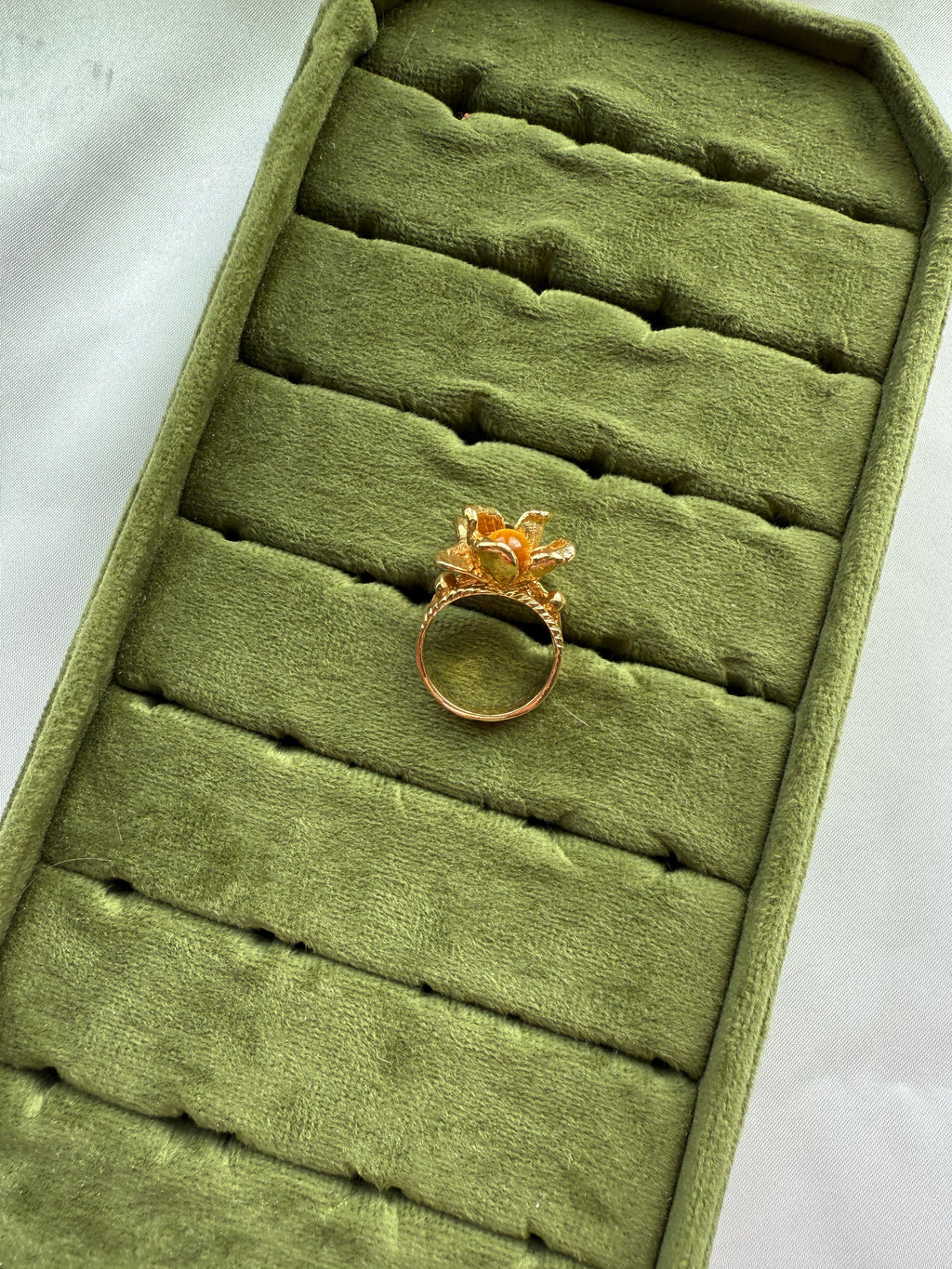 Gold Tiger's Eye Flower Ring Size 5.75