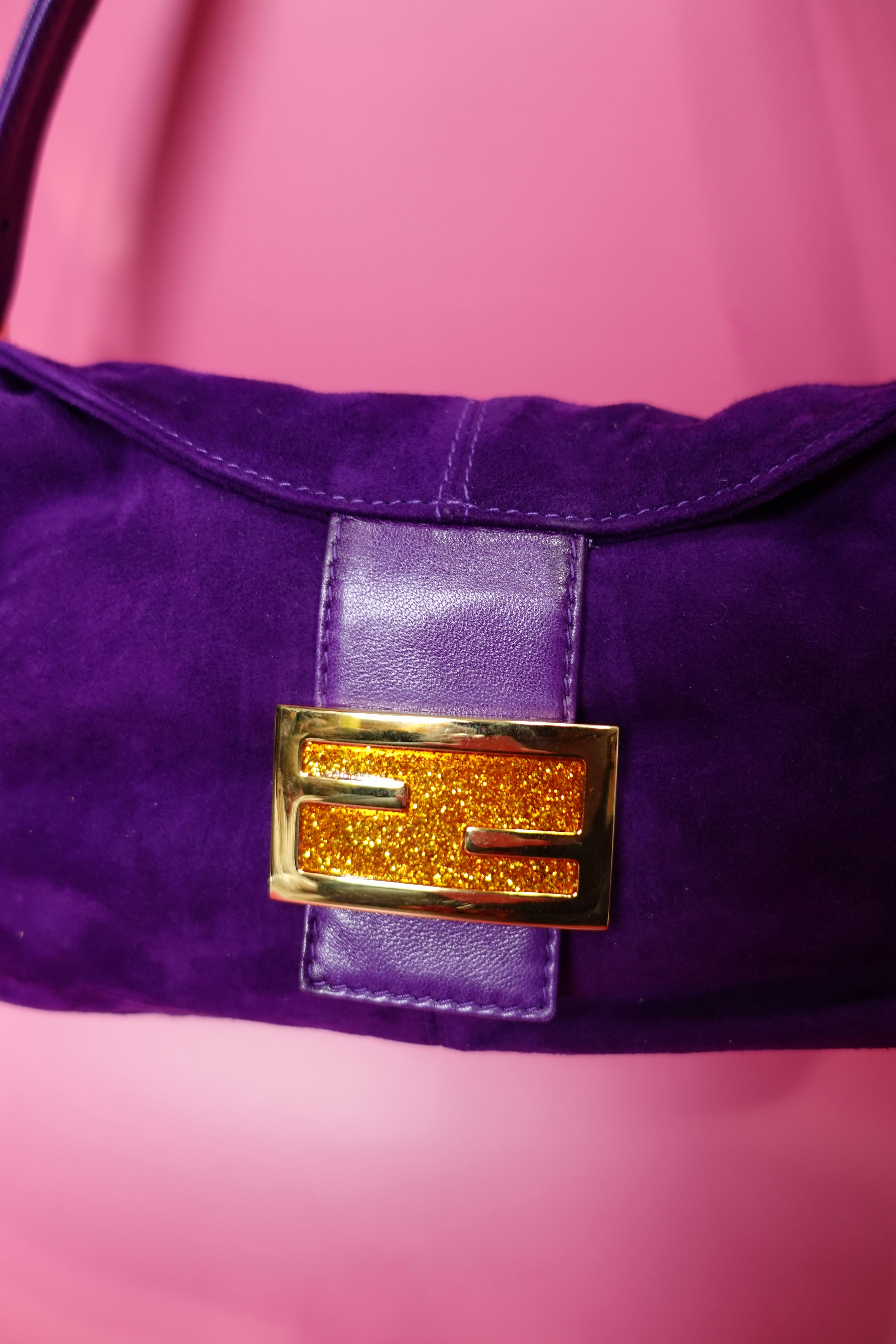 Fendi Purple Suede Baguette