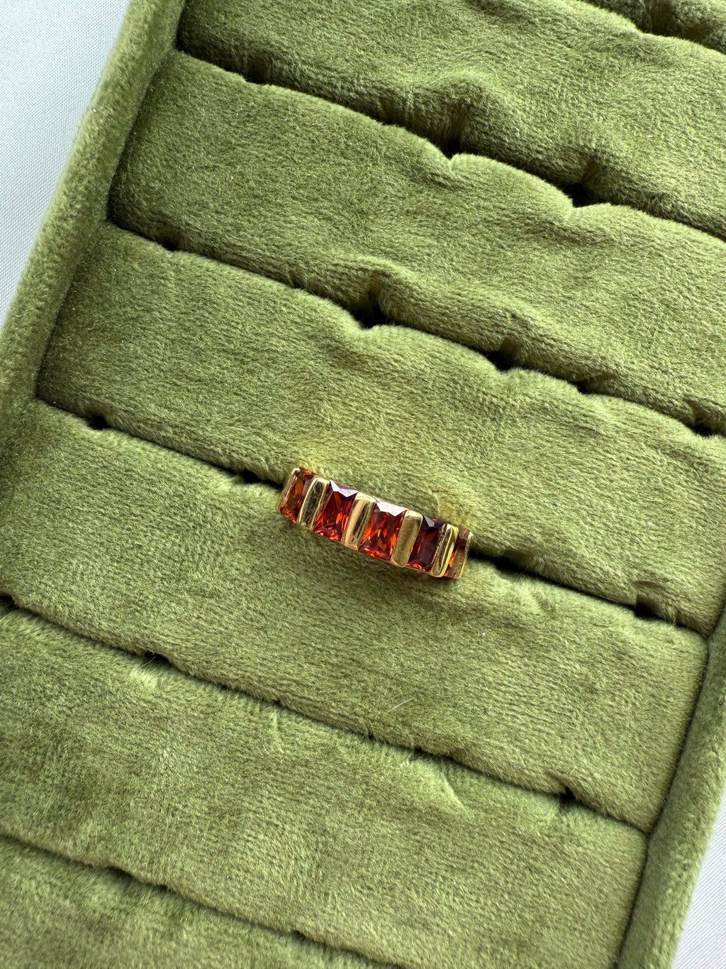 Gold Red Baguette Ring Size 7