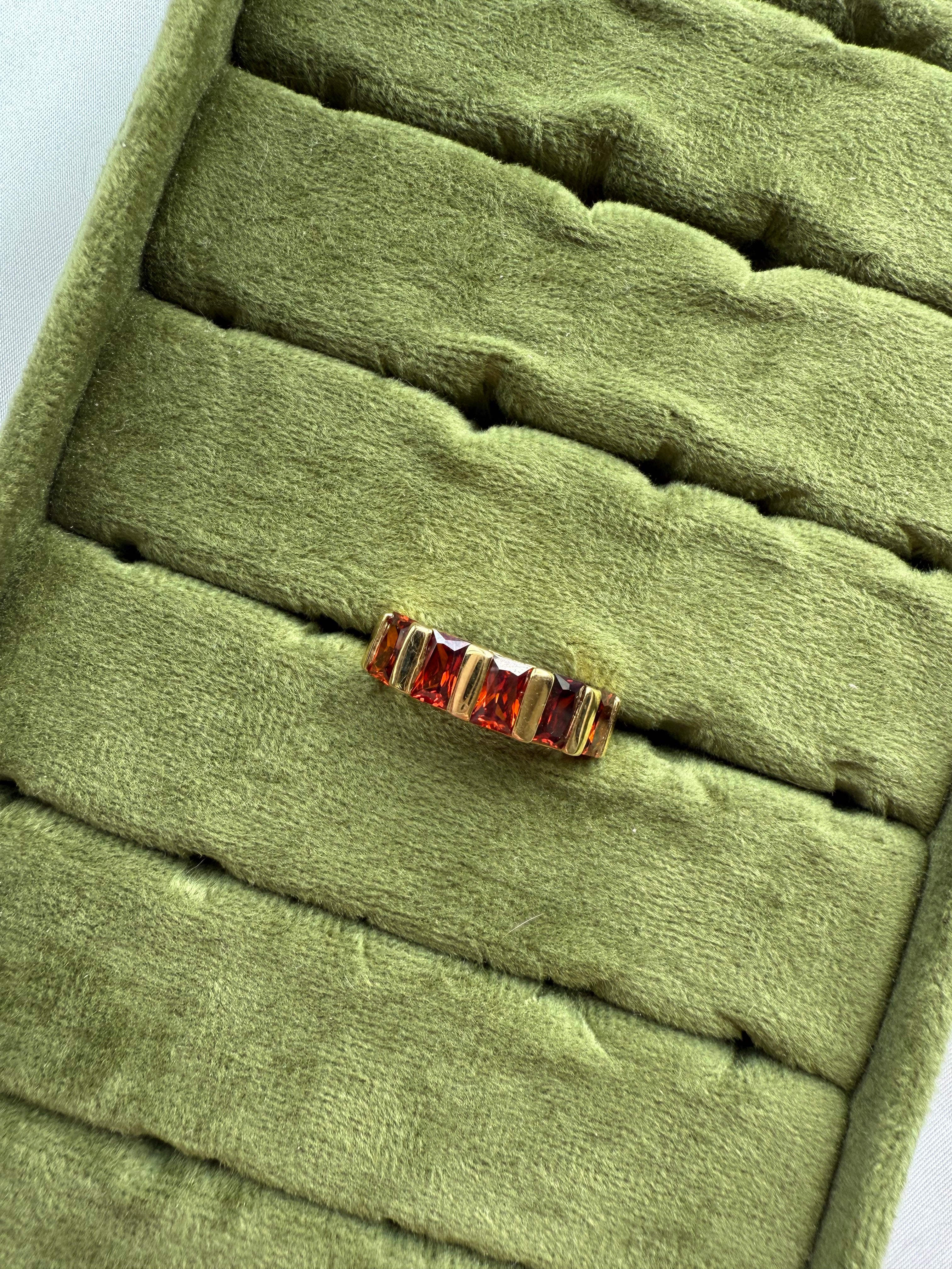 Gold Red Baguette Ring Size 7