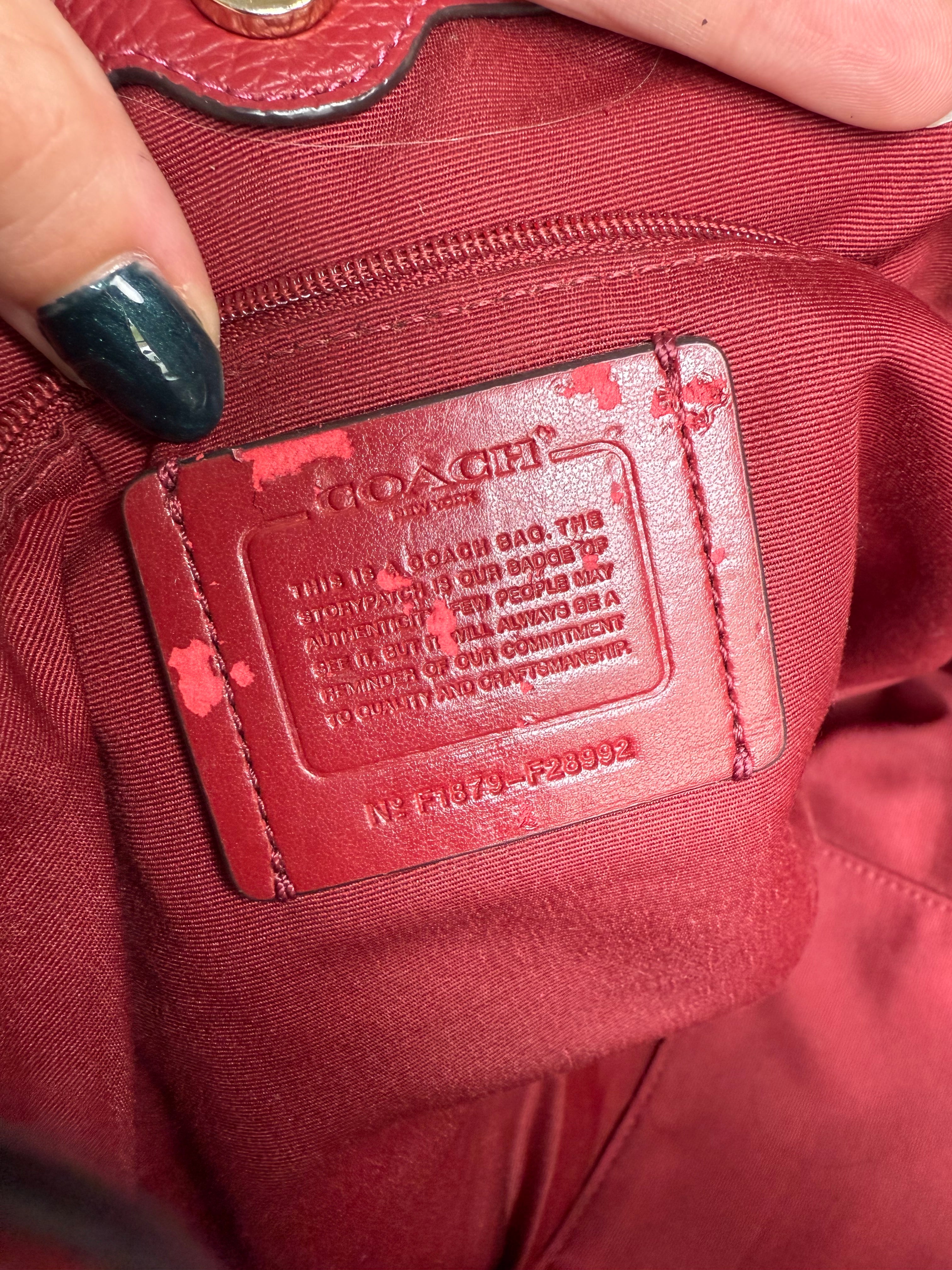 Coach Lexy Red Leather Shoulder Bag