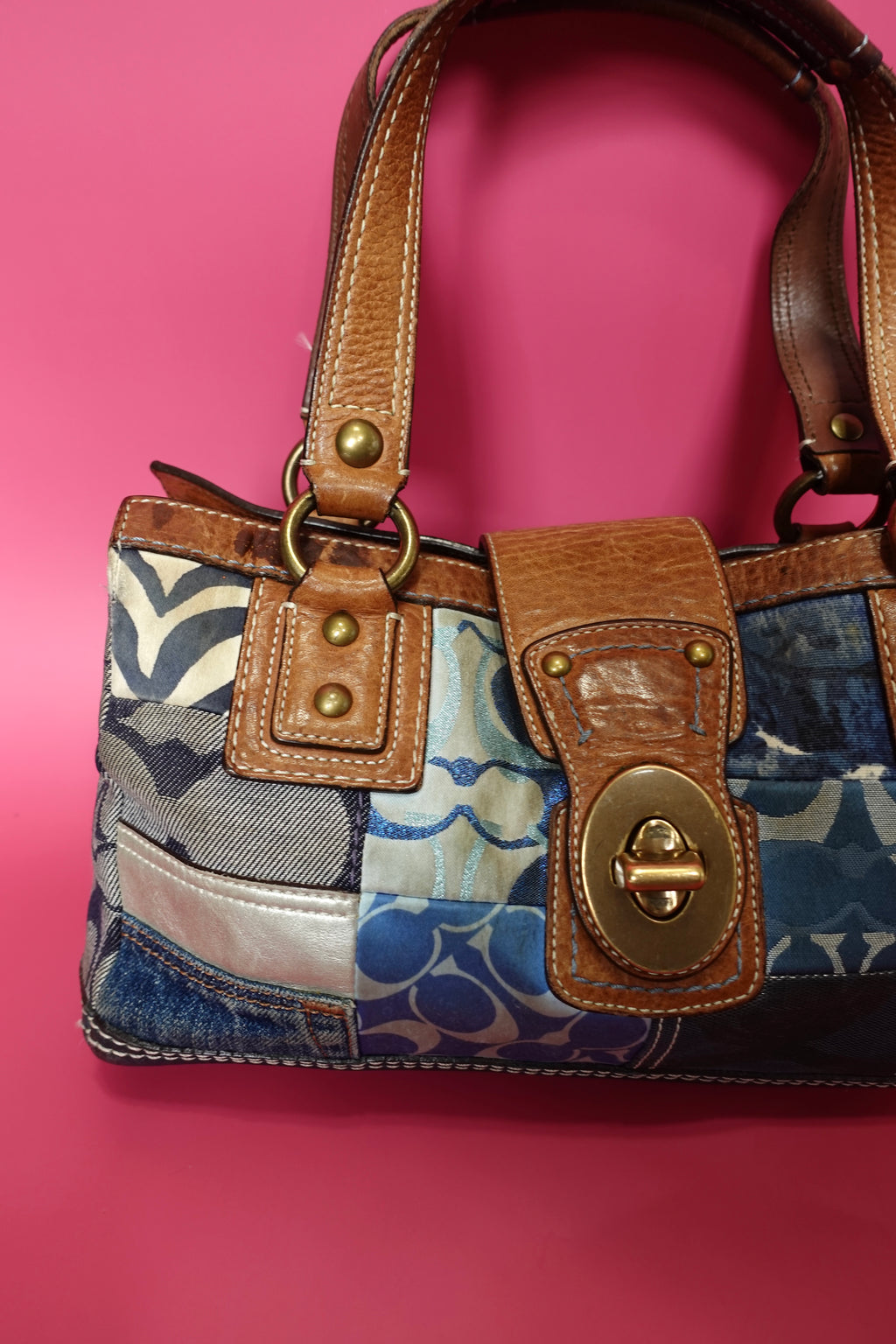 Coach Denim Patchwork Satchel