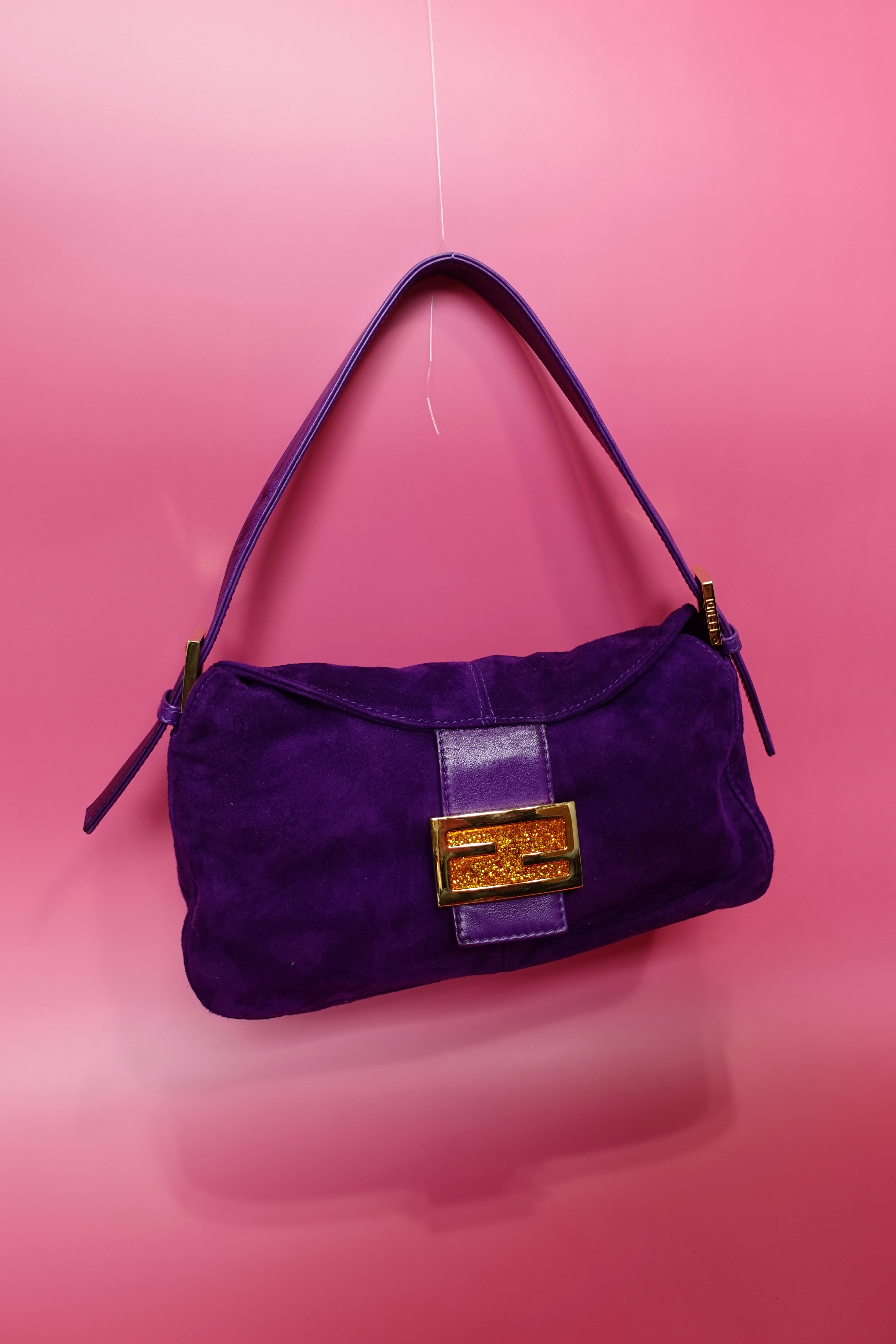 Fendi Purple Suede Baguette