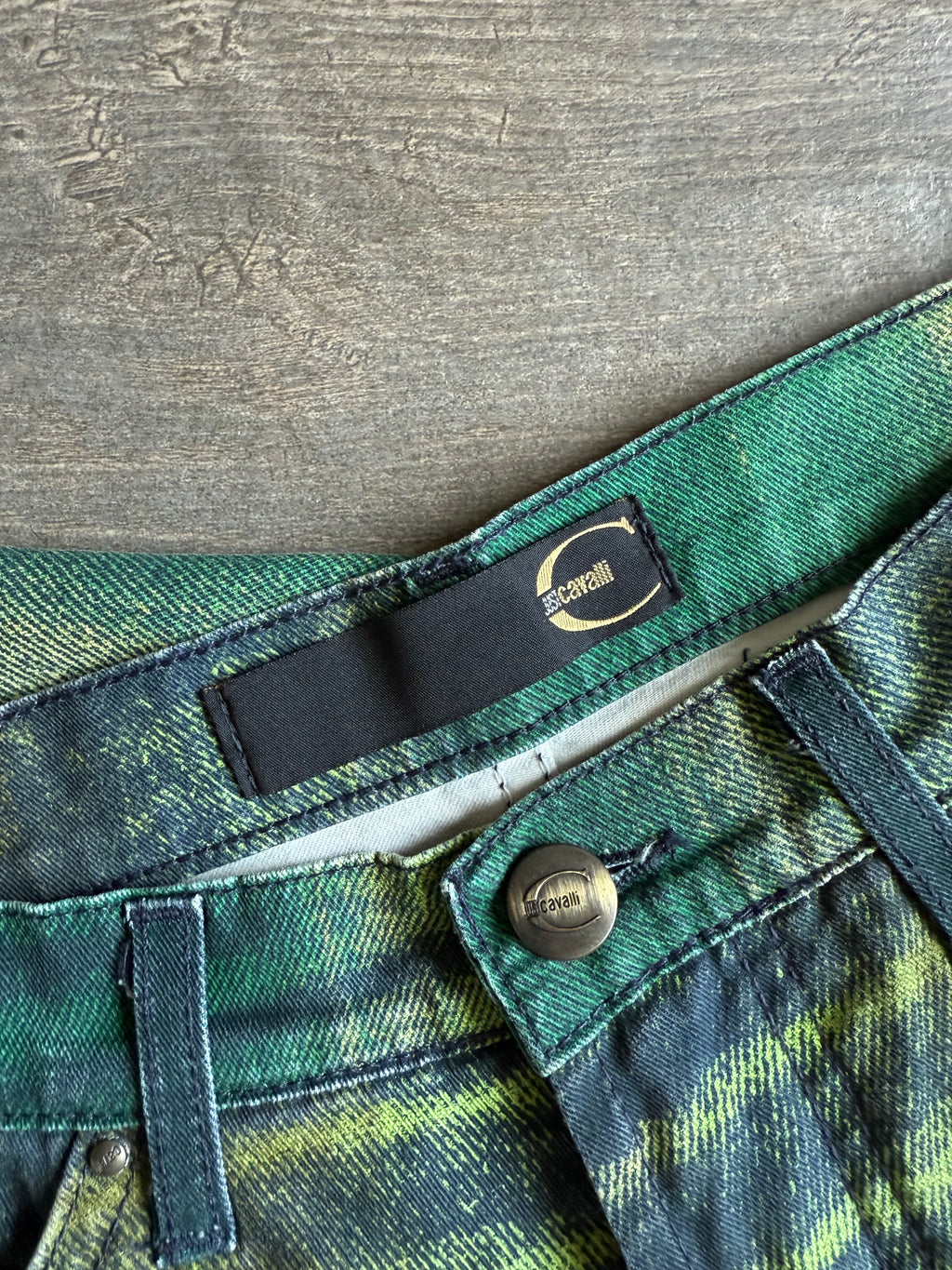 Roberto Cavalli Green Acid Wash Jeans
