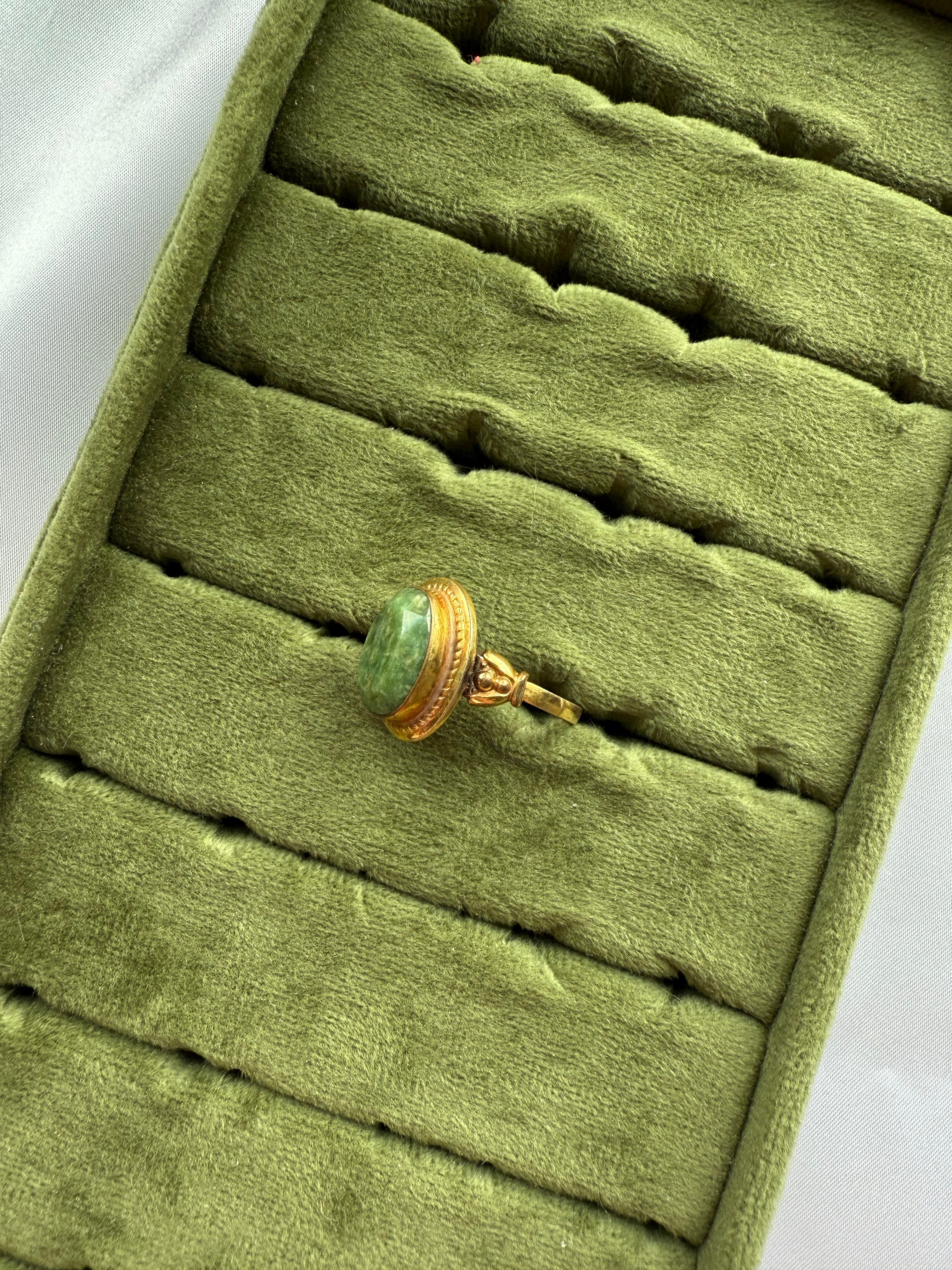 Gold Jade Adjustable Ring Size 7