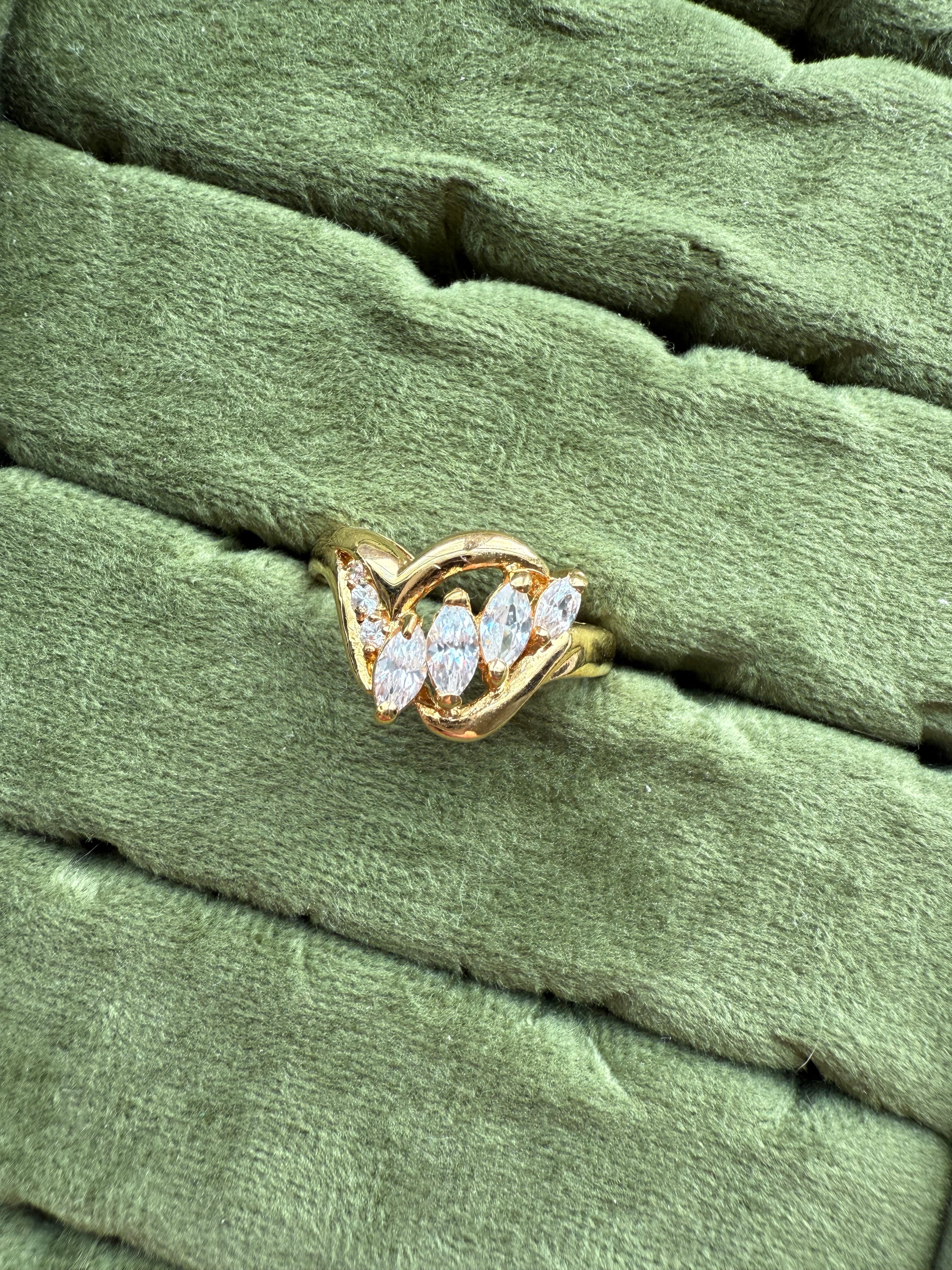Gold Marquise Cluster Ring Size 10
