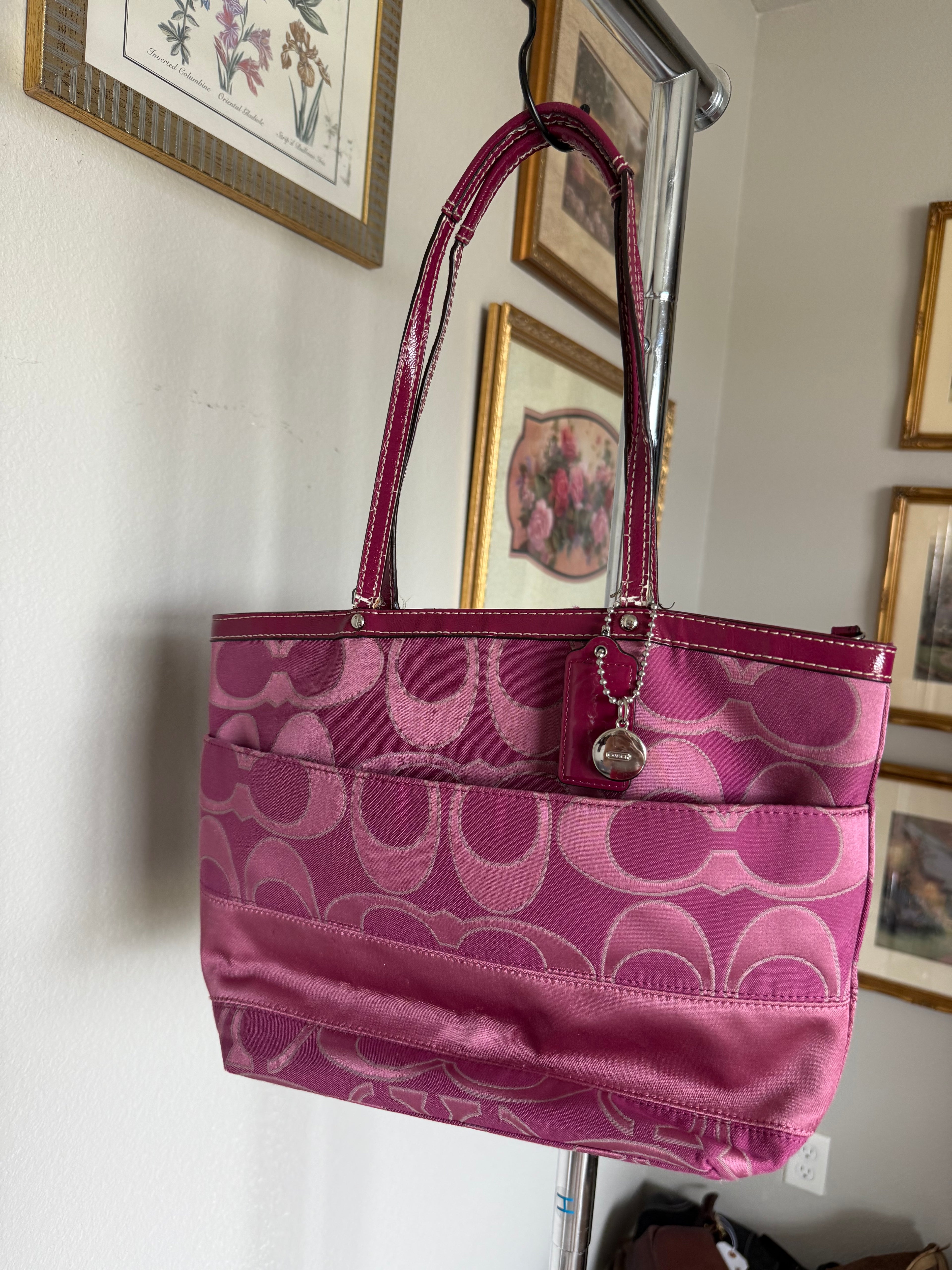 Coach Pink Signature Canvas Tote