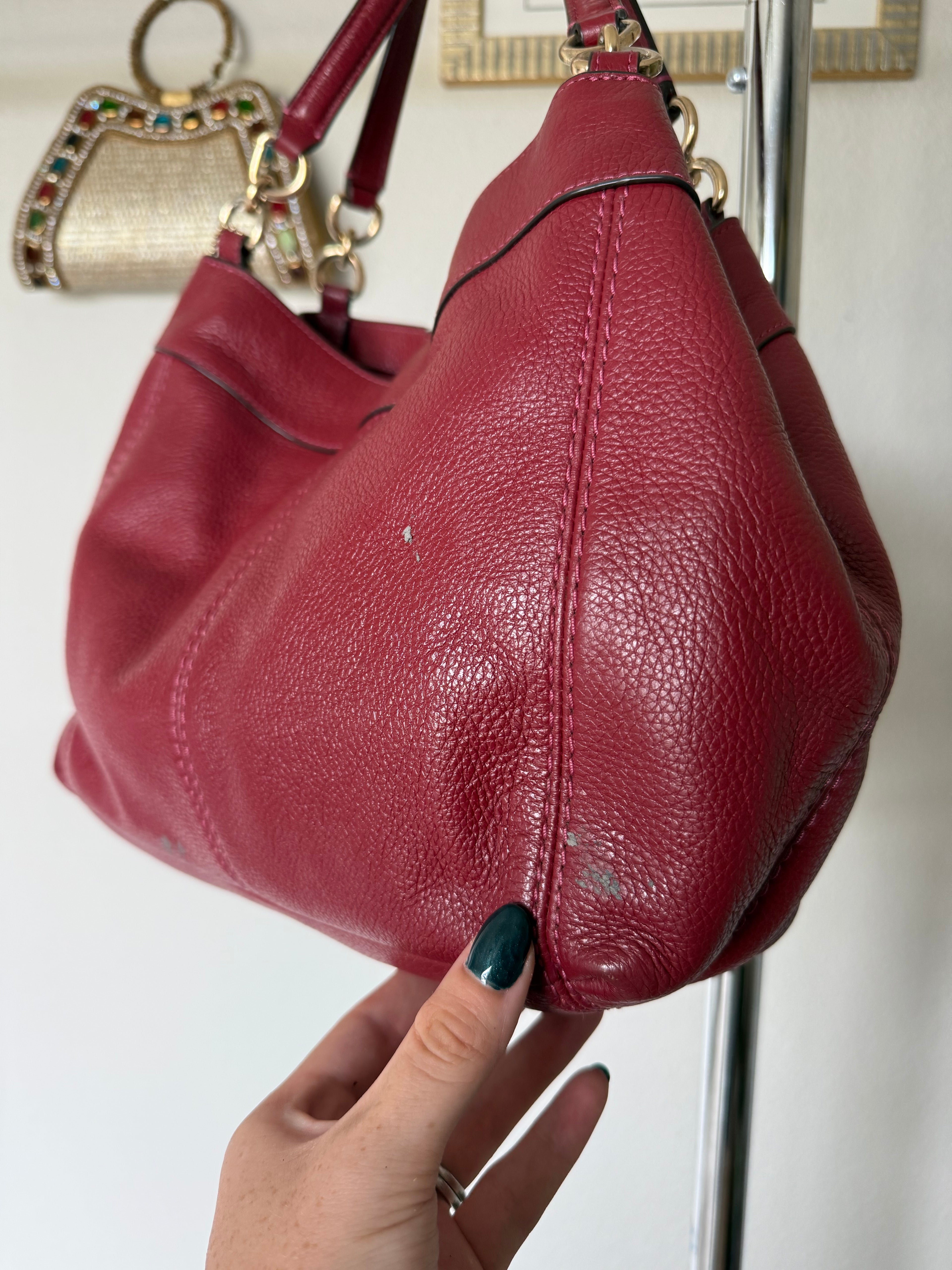 Coach Lexy Red Leather Shoulder Bag