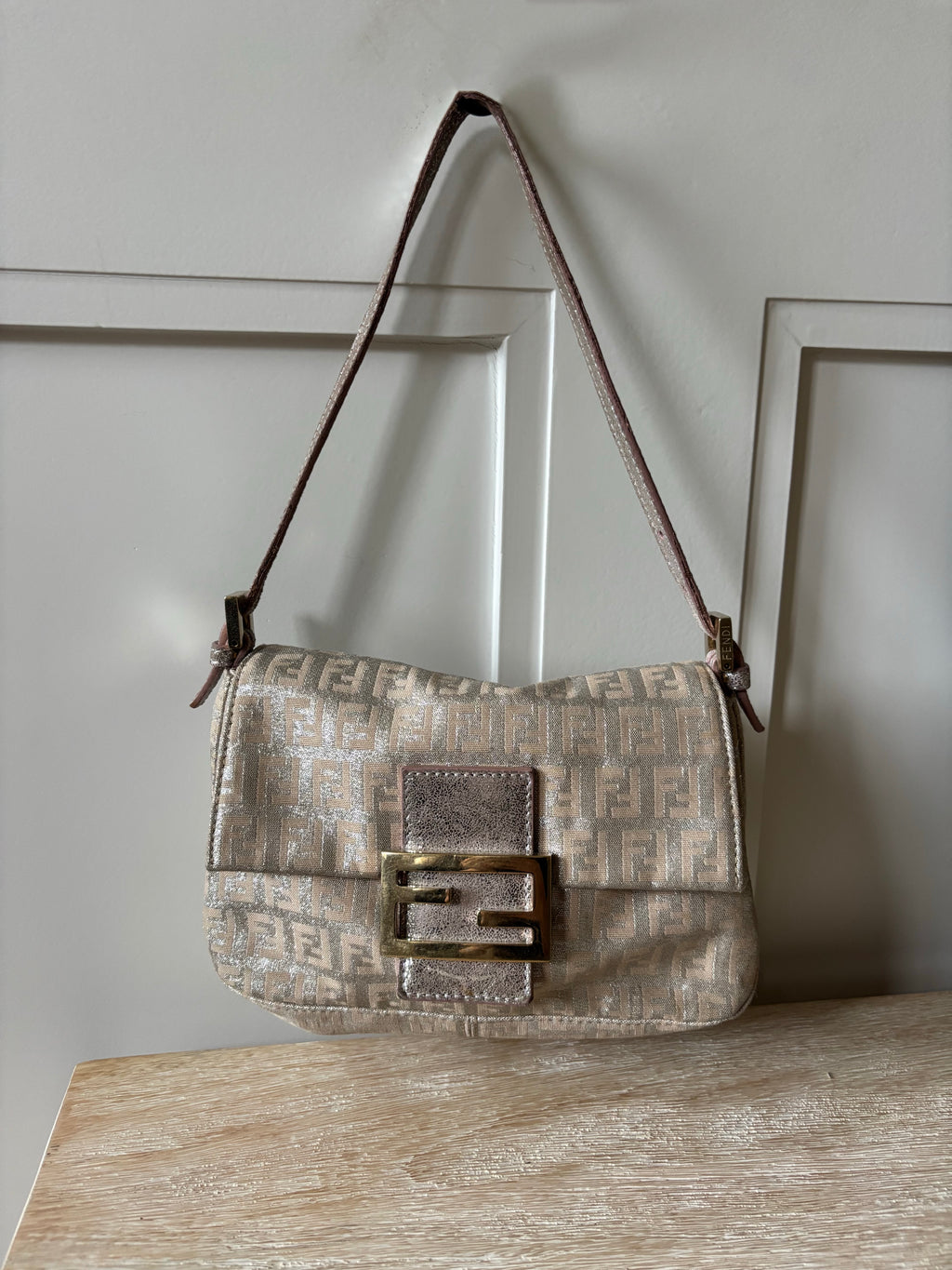 Fendi Metallic Zucchino Mini Mamma Baguette Bag