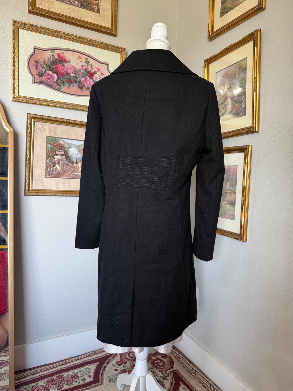 Tommy Hilfiger Black Wool Trenchcoat