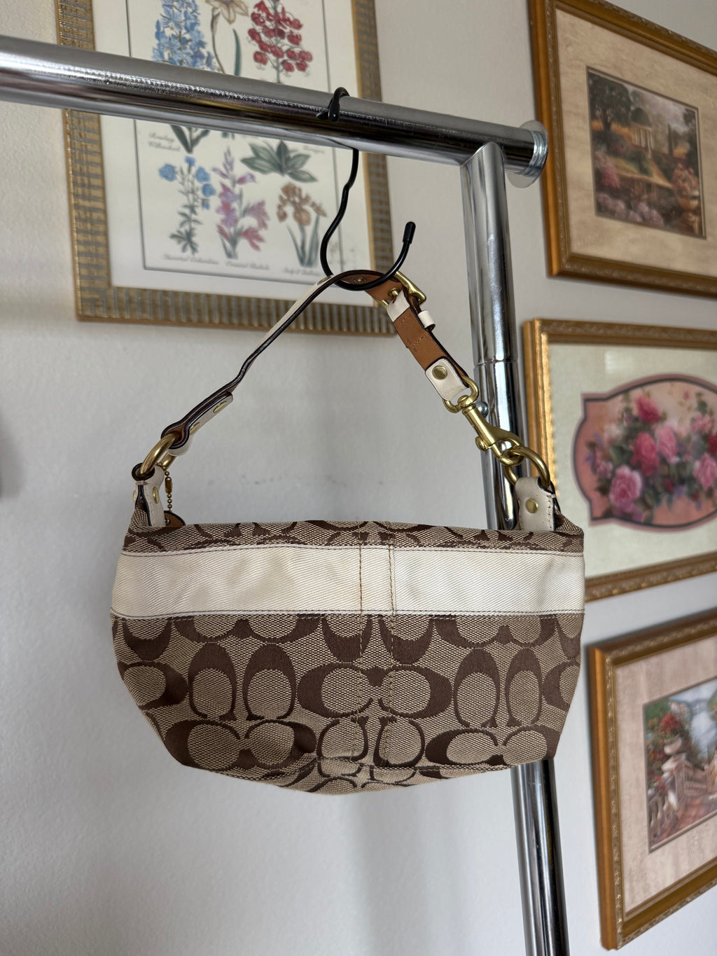 Coach Beige Canvas Shoulder Bag
