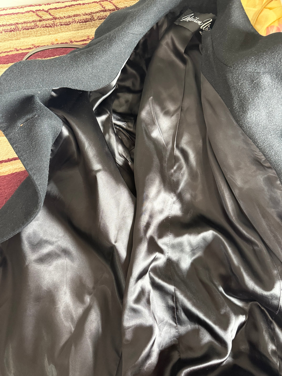 Vintage Fleurette 100% Camel Hair Black Overcoat