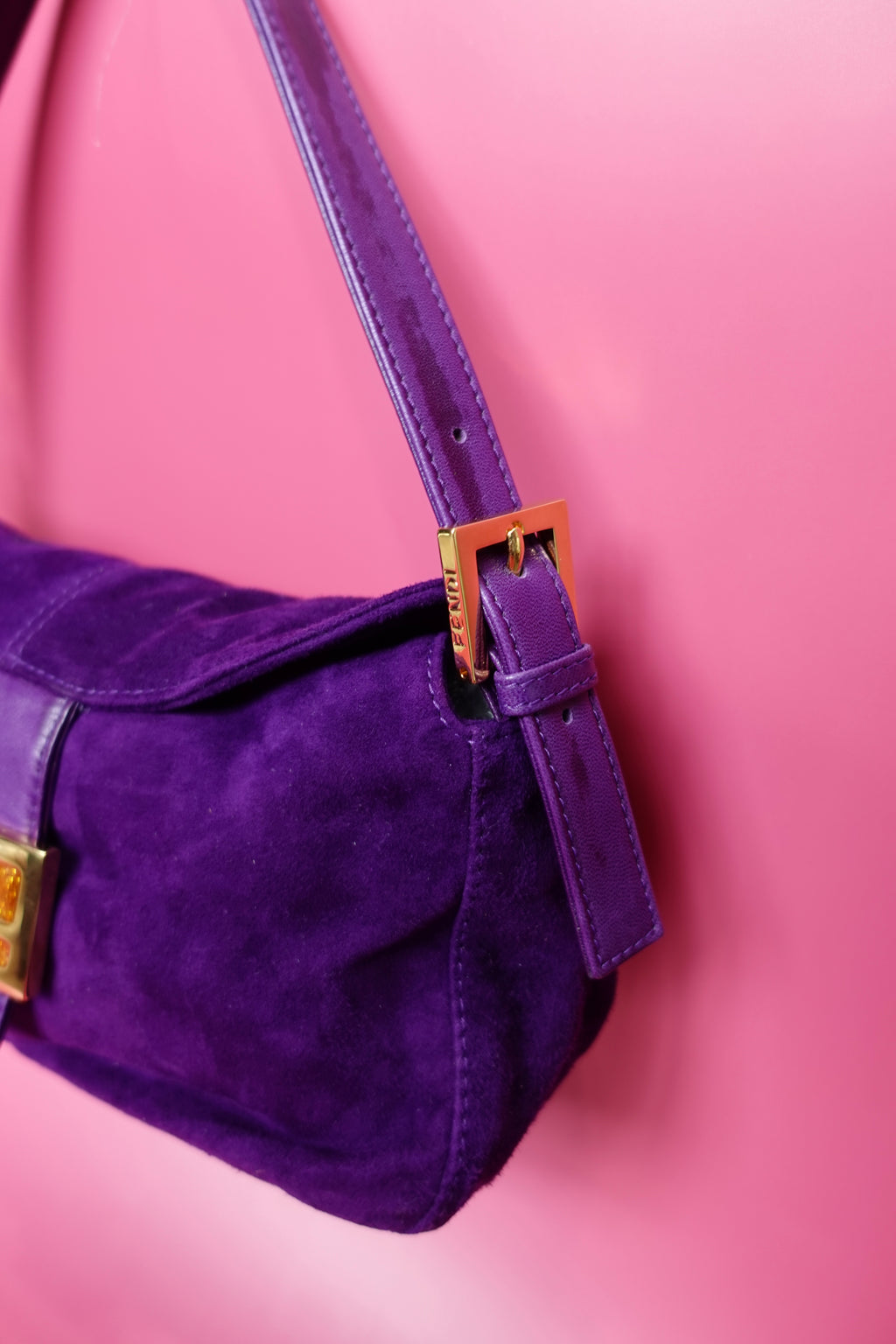 Fendi Purple Suede Baguette