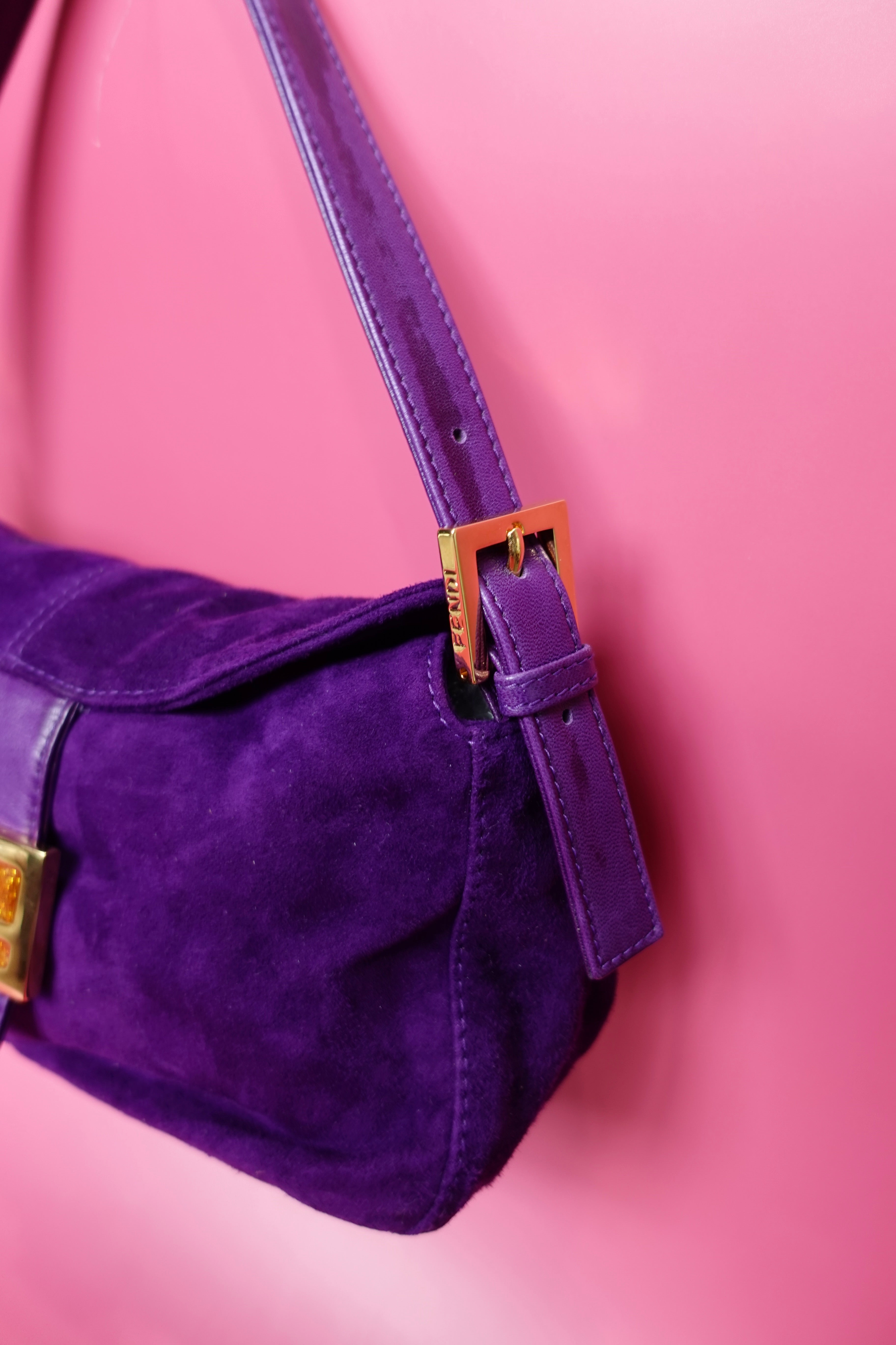 Fendi Purple Suede Baguette