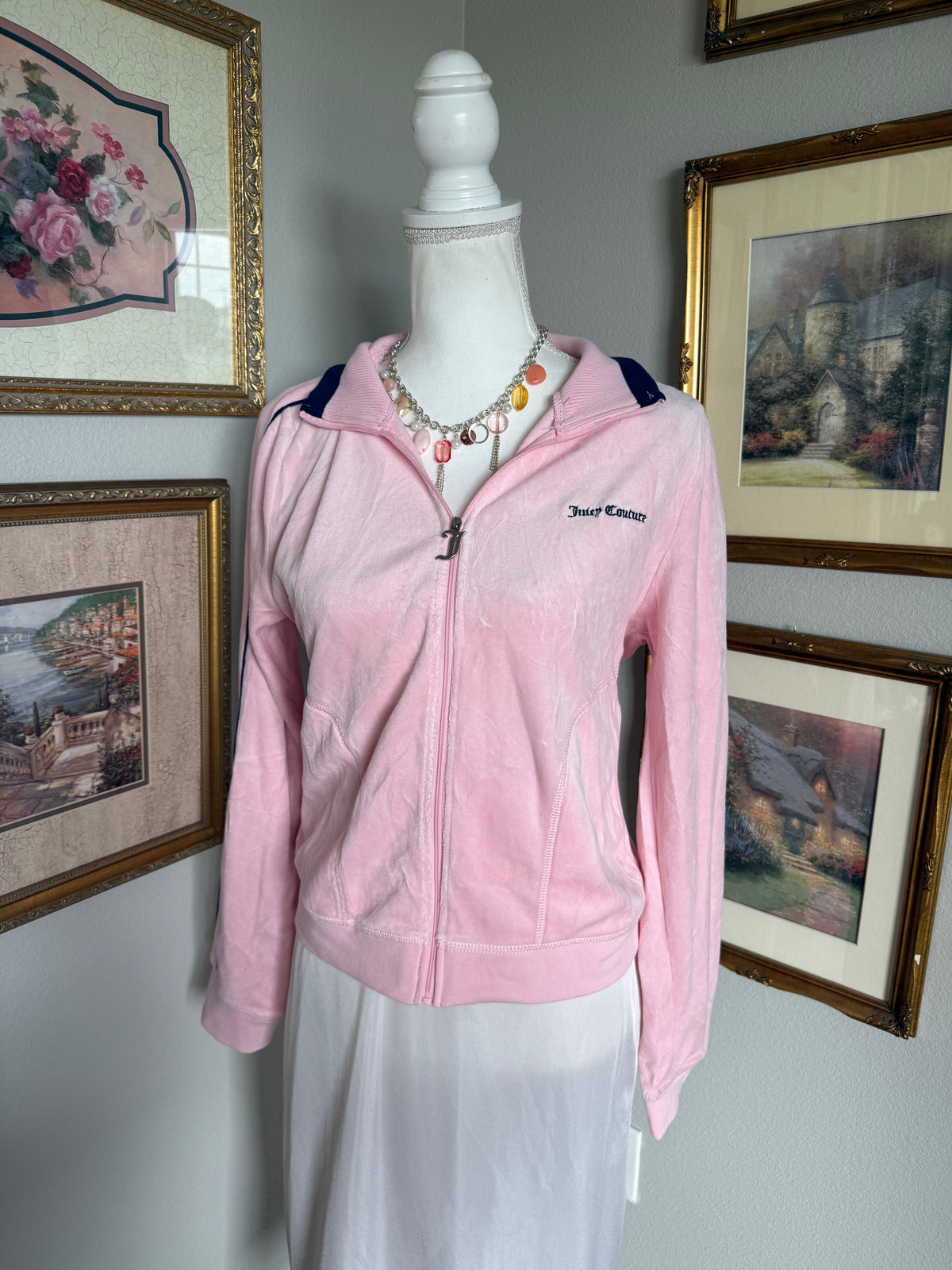 Juicy Couture NWT Baby Pink & Navy Velvet Jacket
