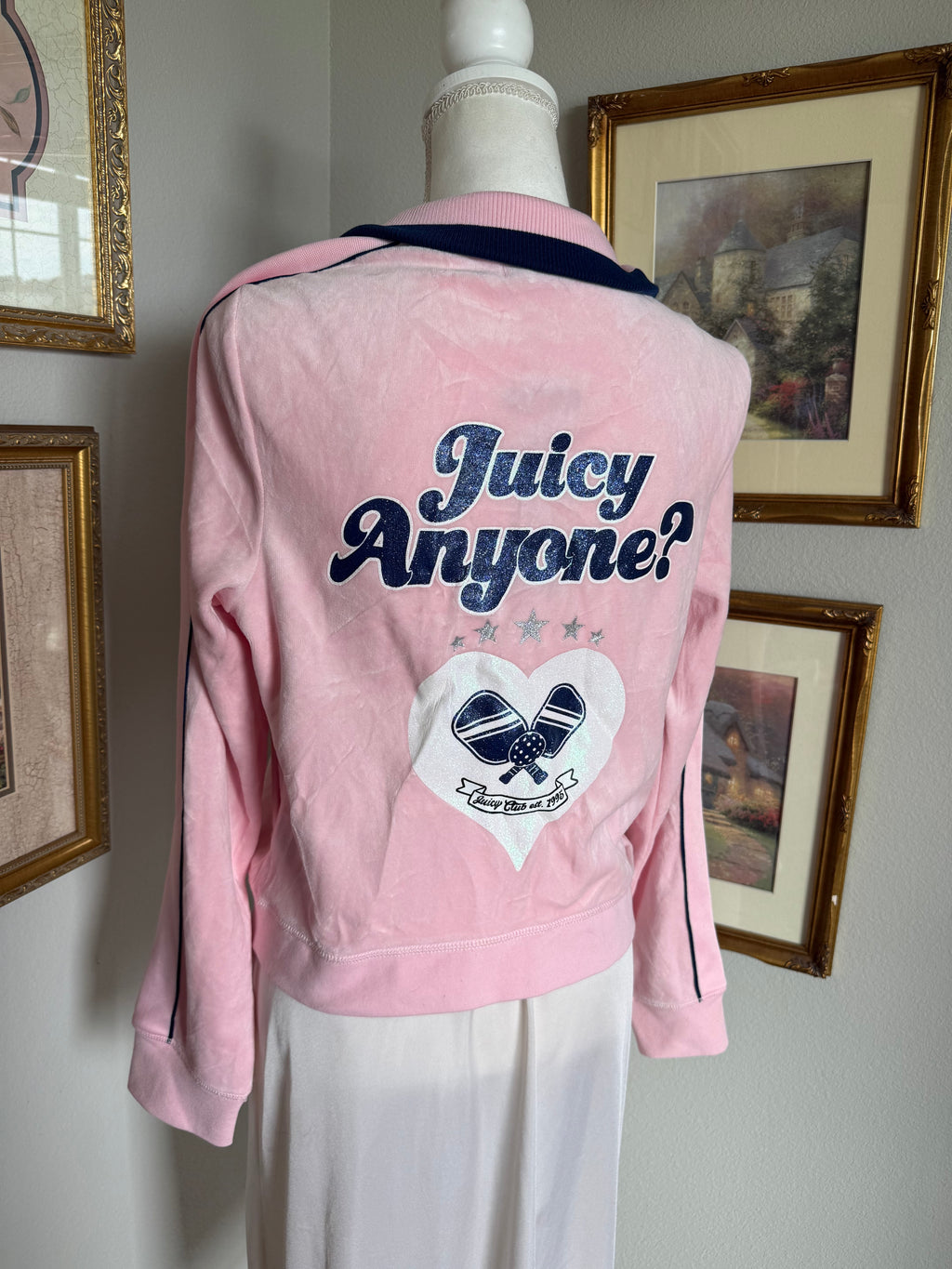 Juicy Couture NWT Baby Pink & Navy Velvet Jacket