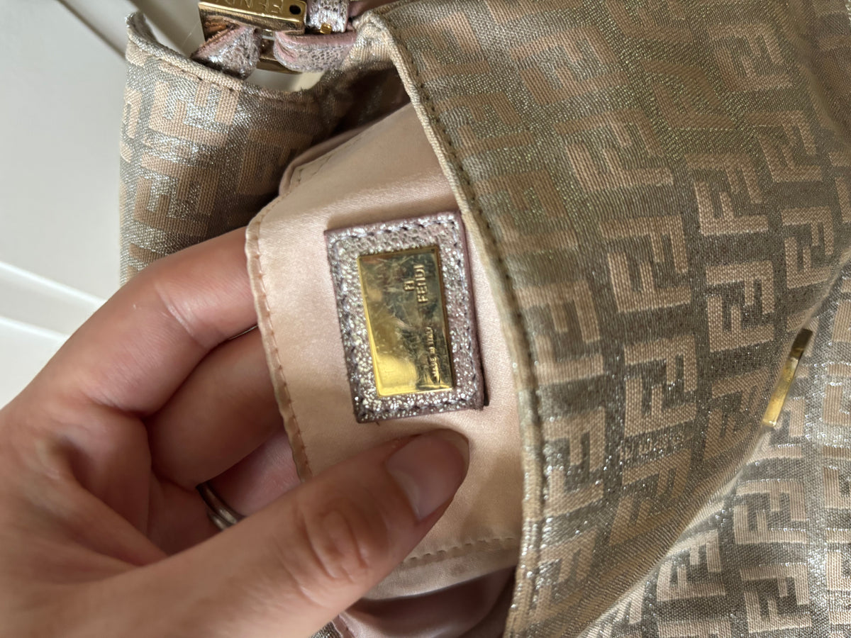 Fendi Metallic Zucchino Mini Mamma Baguette Bag