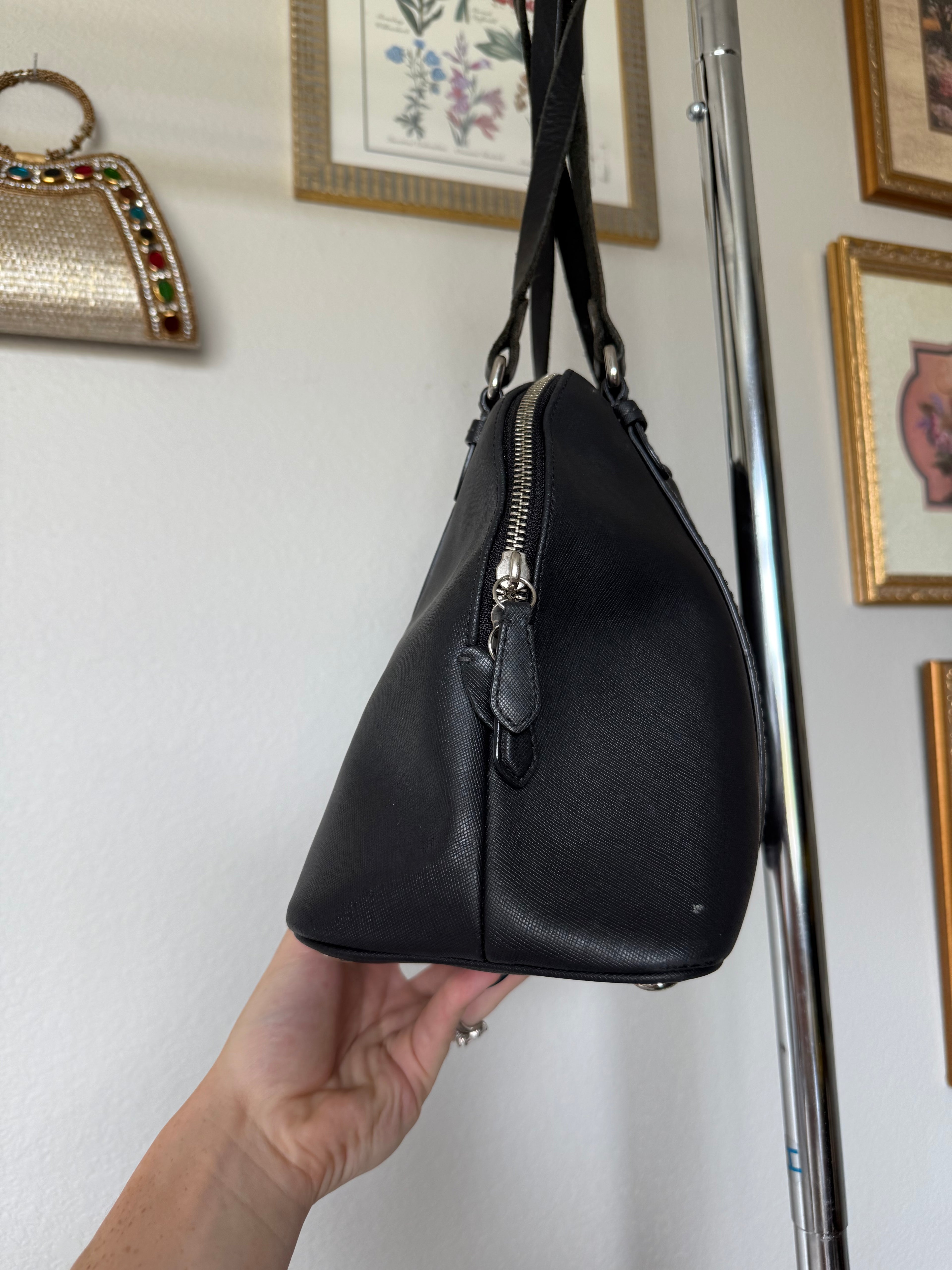 Coach Peyton Saffiano Leather Cora Domed Satchel