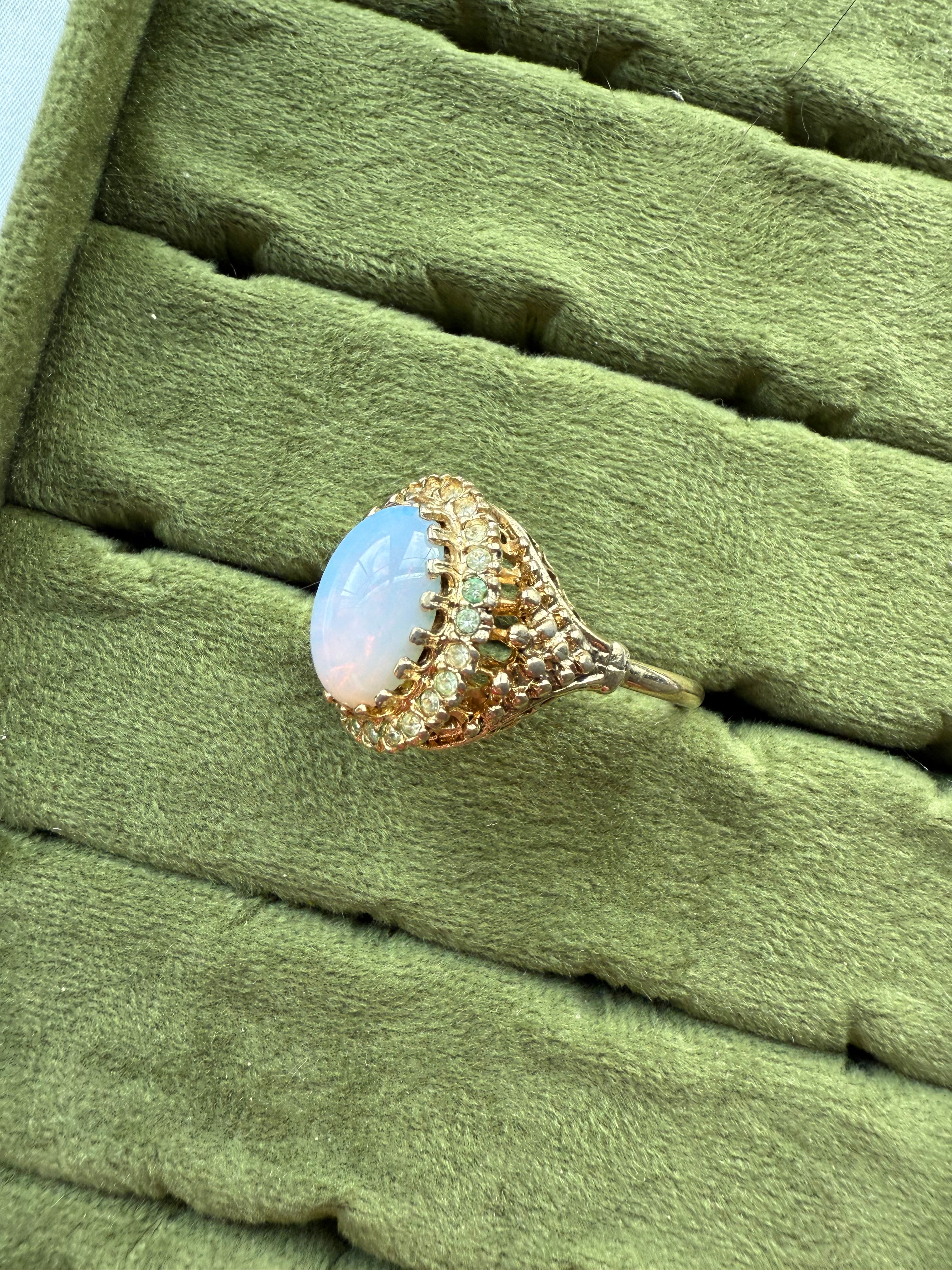Gold AB Iridescent Halo Ring Size 10.25