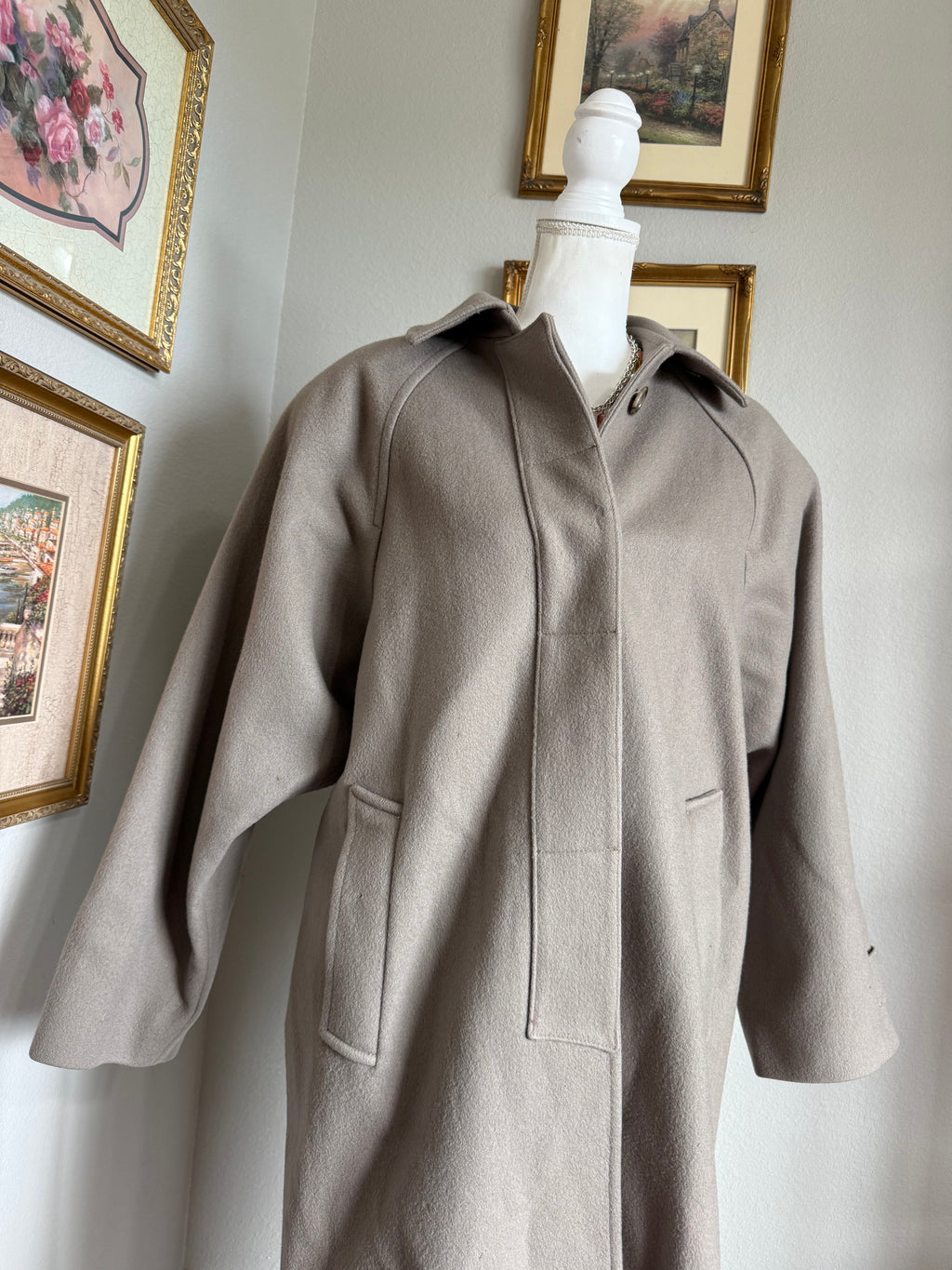 Harve Benard Neutral Pure Wool Trenchcoat