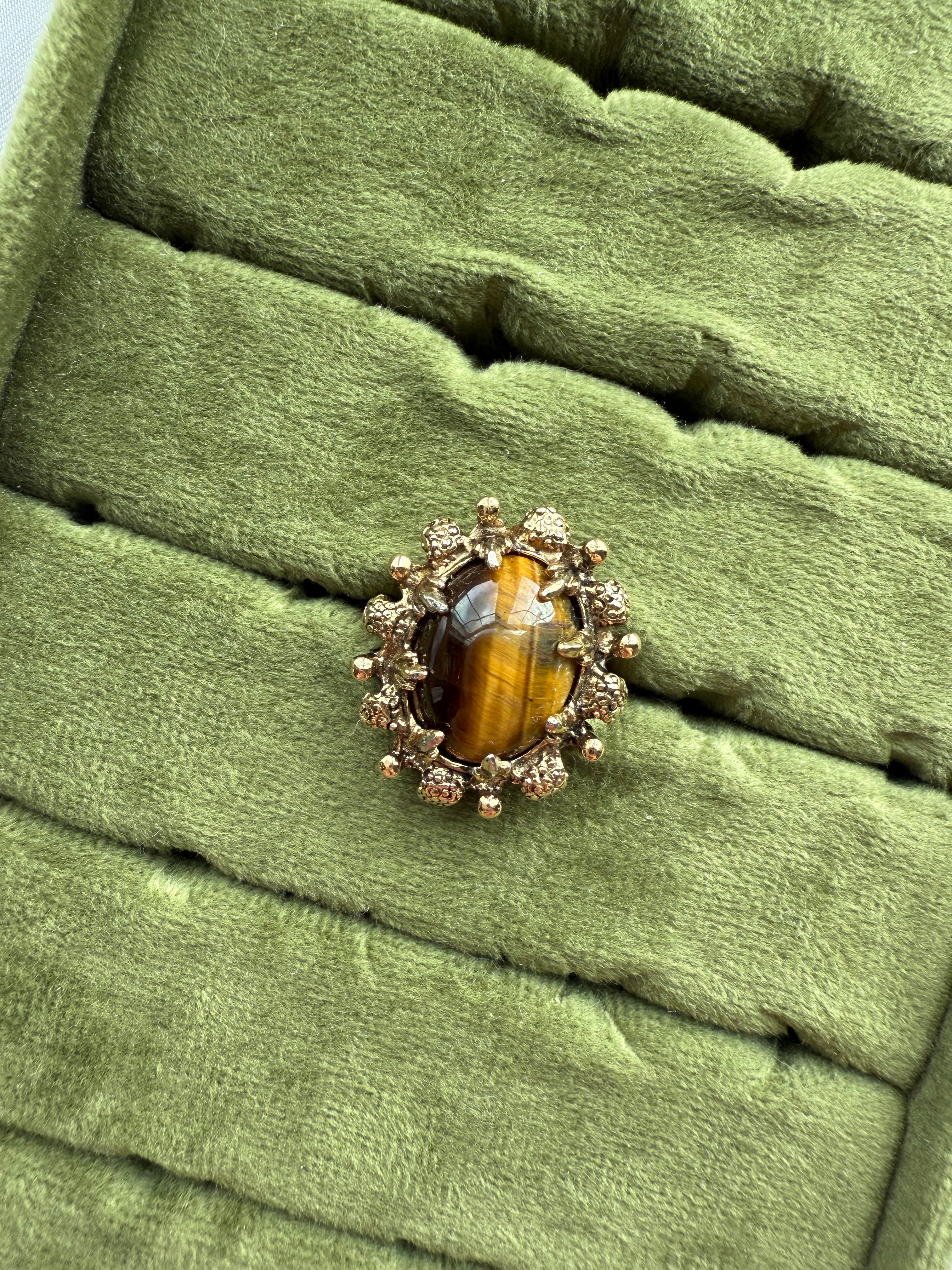 Gold Tiger's Eye Chunky Ring Size 6.5