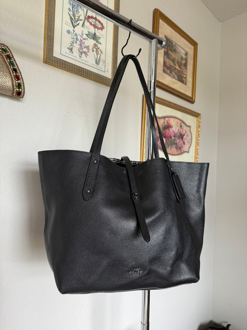 Black Coach Market Tote Bag