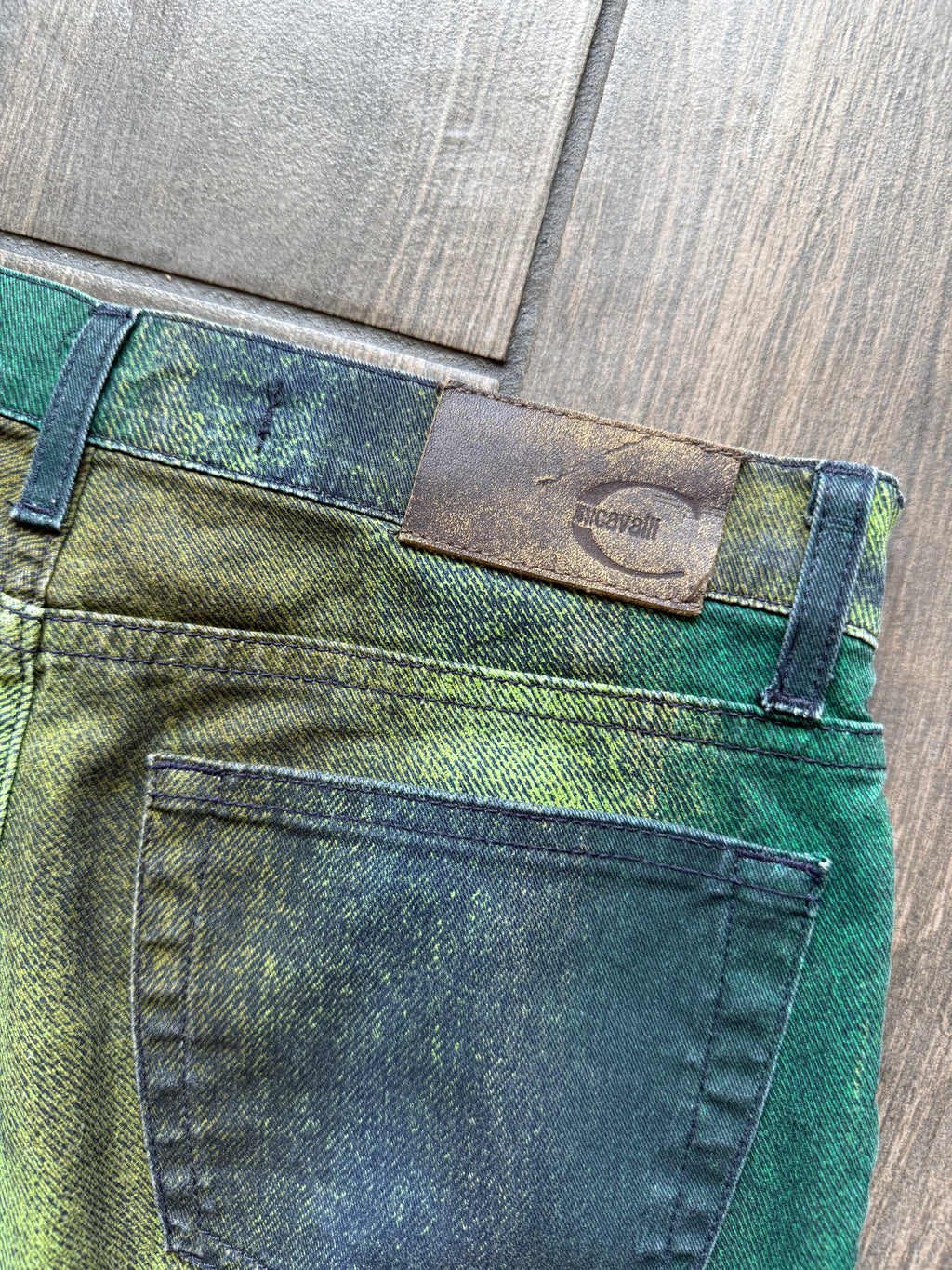 Roberto Cavalli Green Acid Wash Jeans