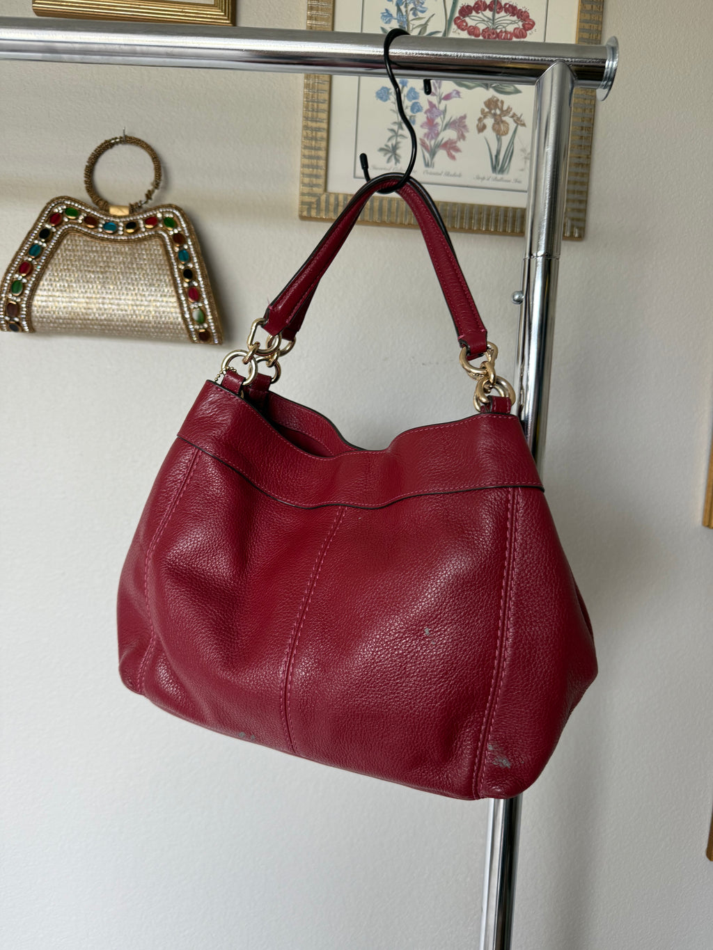 Coach Lexy Red Leather Shoulder Bag