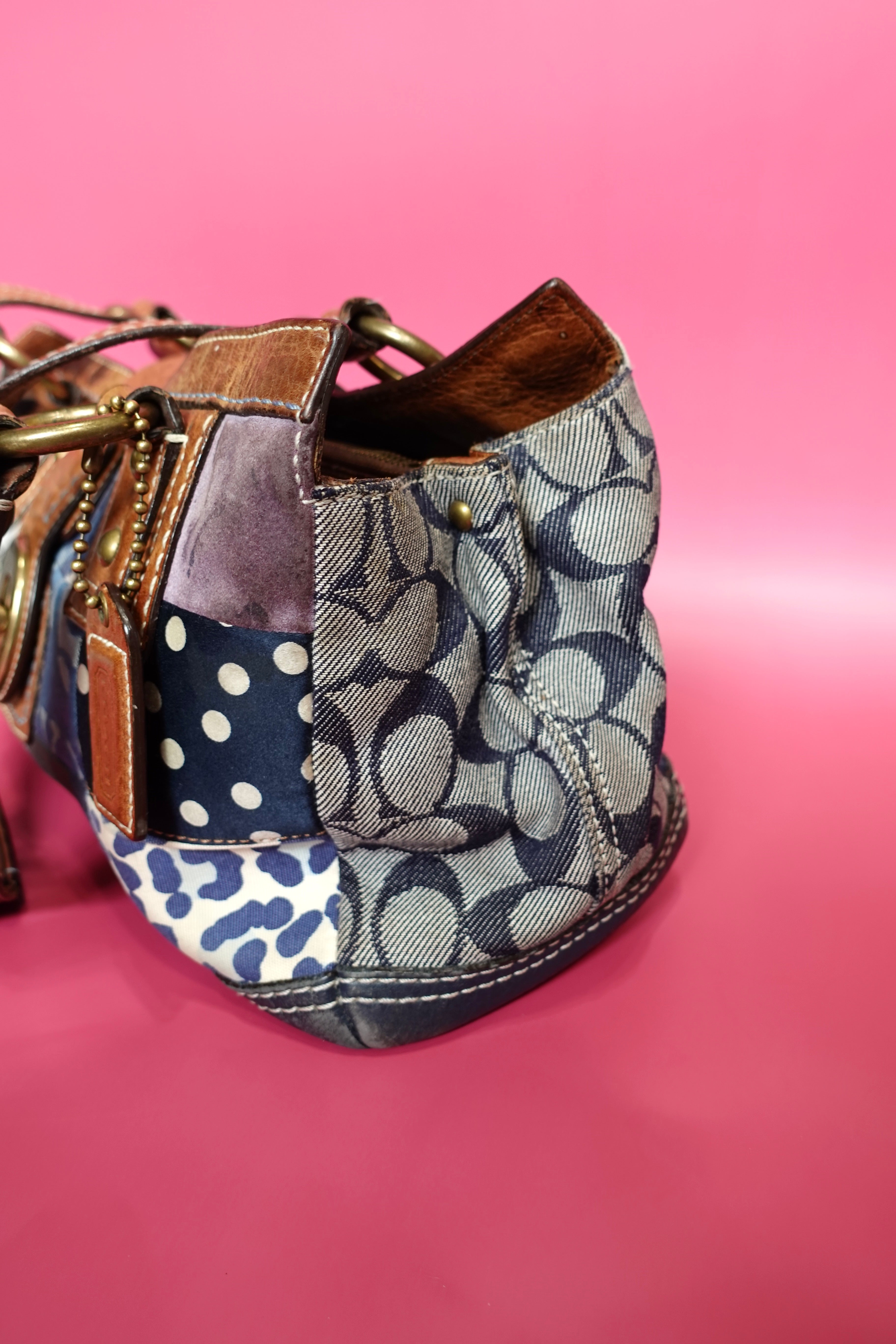 Coach Denim Patchwork Satchel