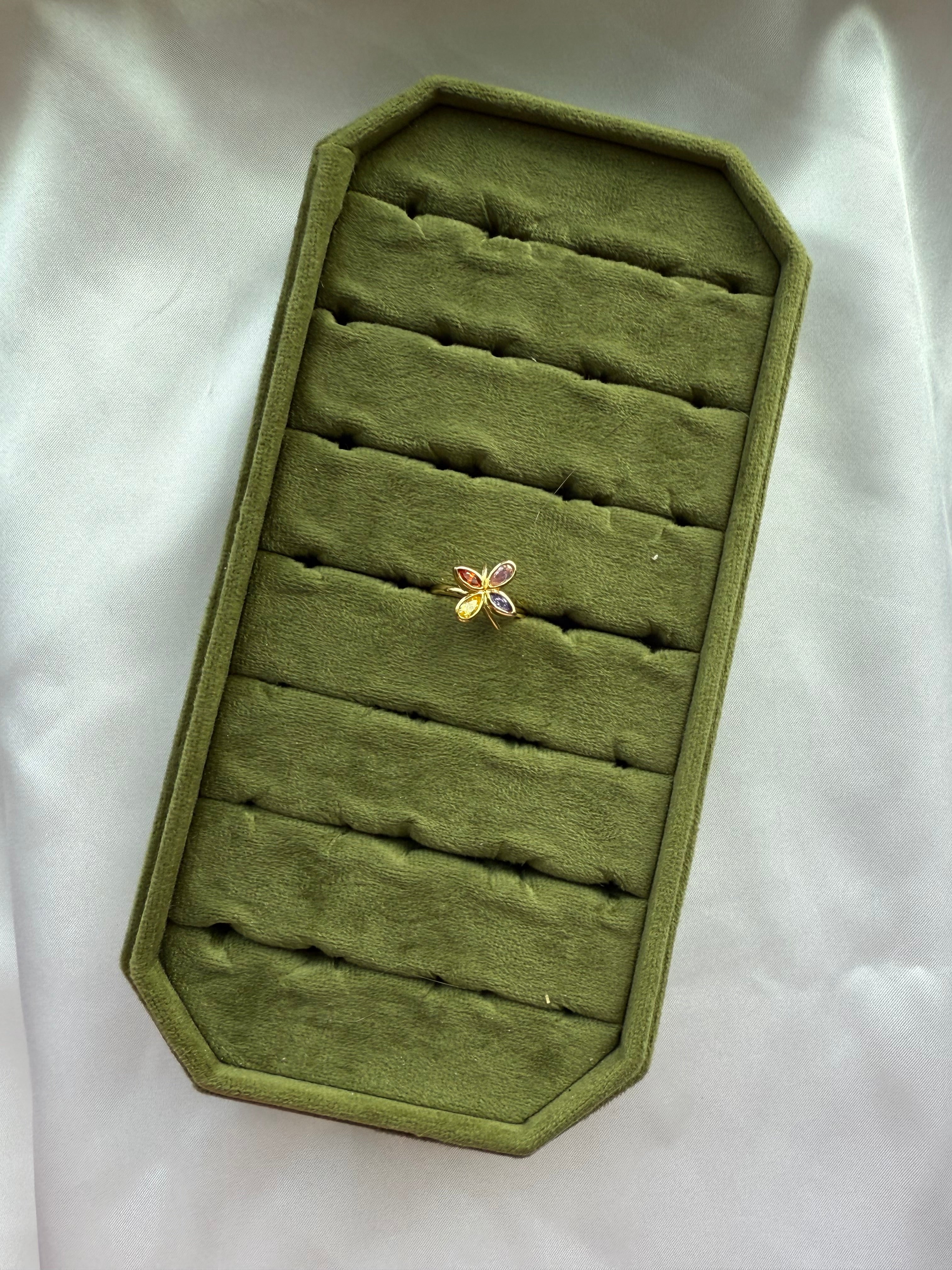 Gold Colorful Clover Ring Size  7