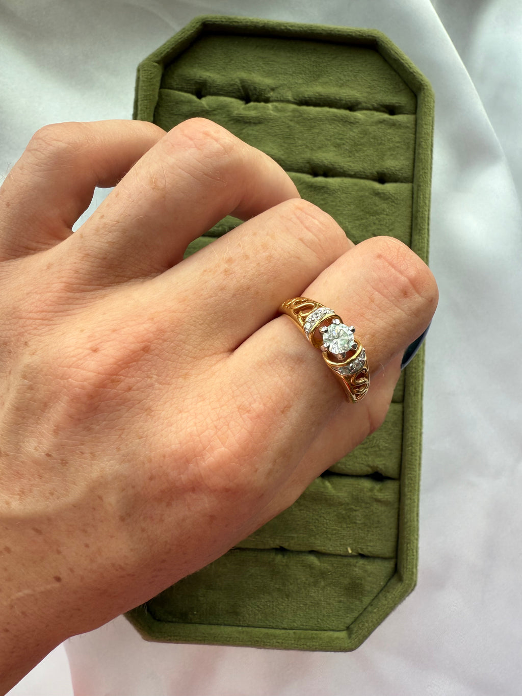 Gold Filigree CZ Ring Size 9
