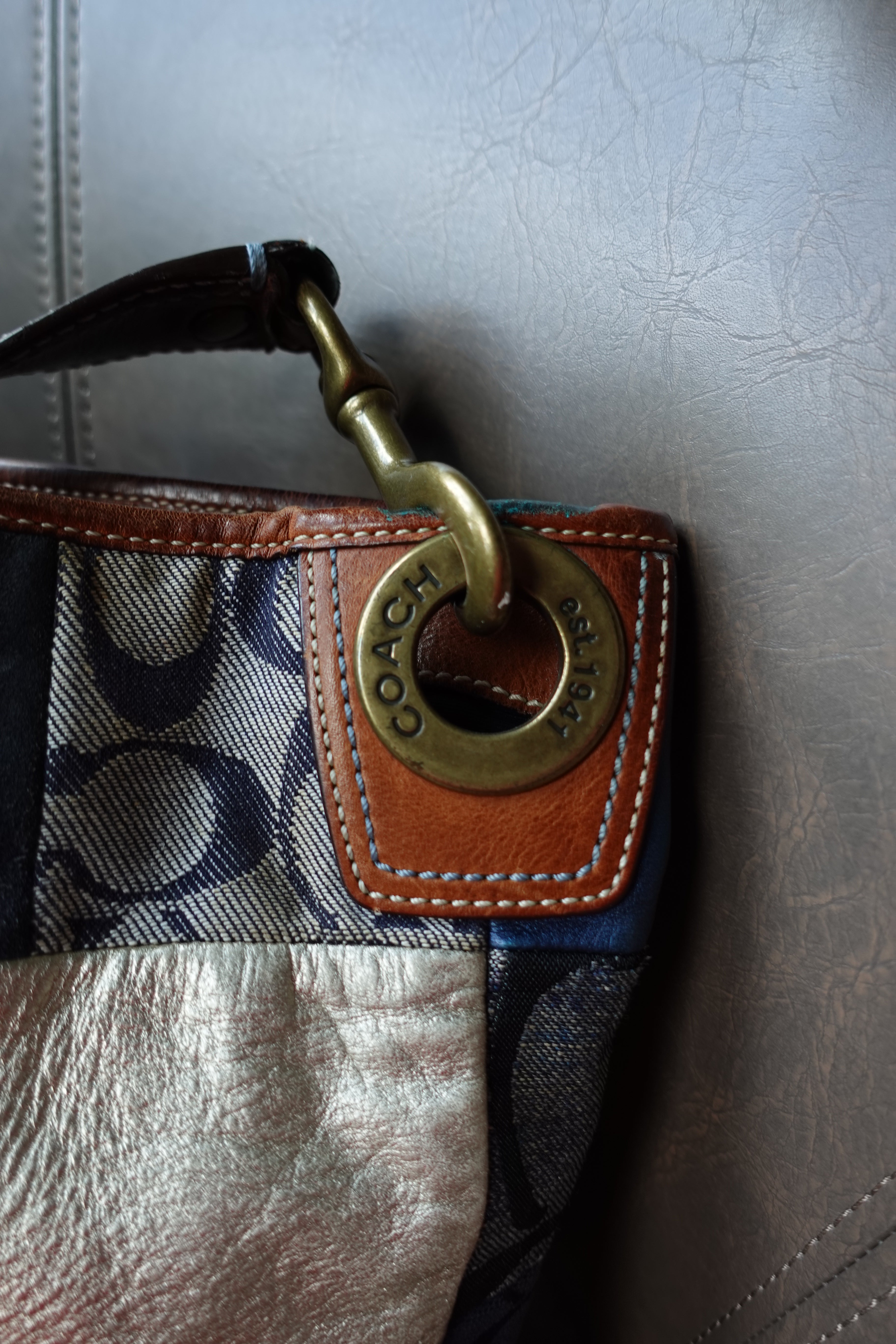 Coach Denim Patchwork Tote Bag