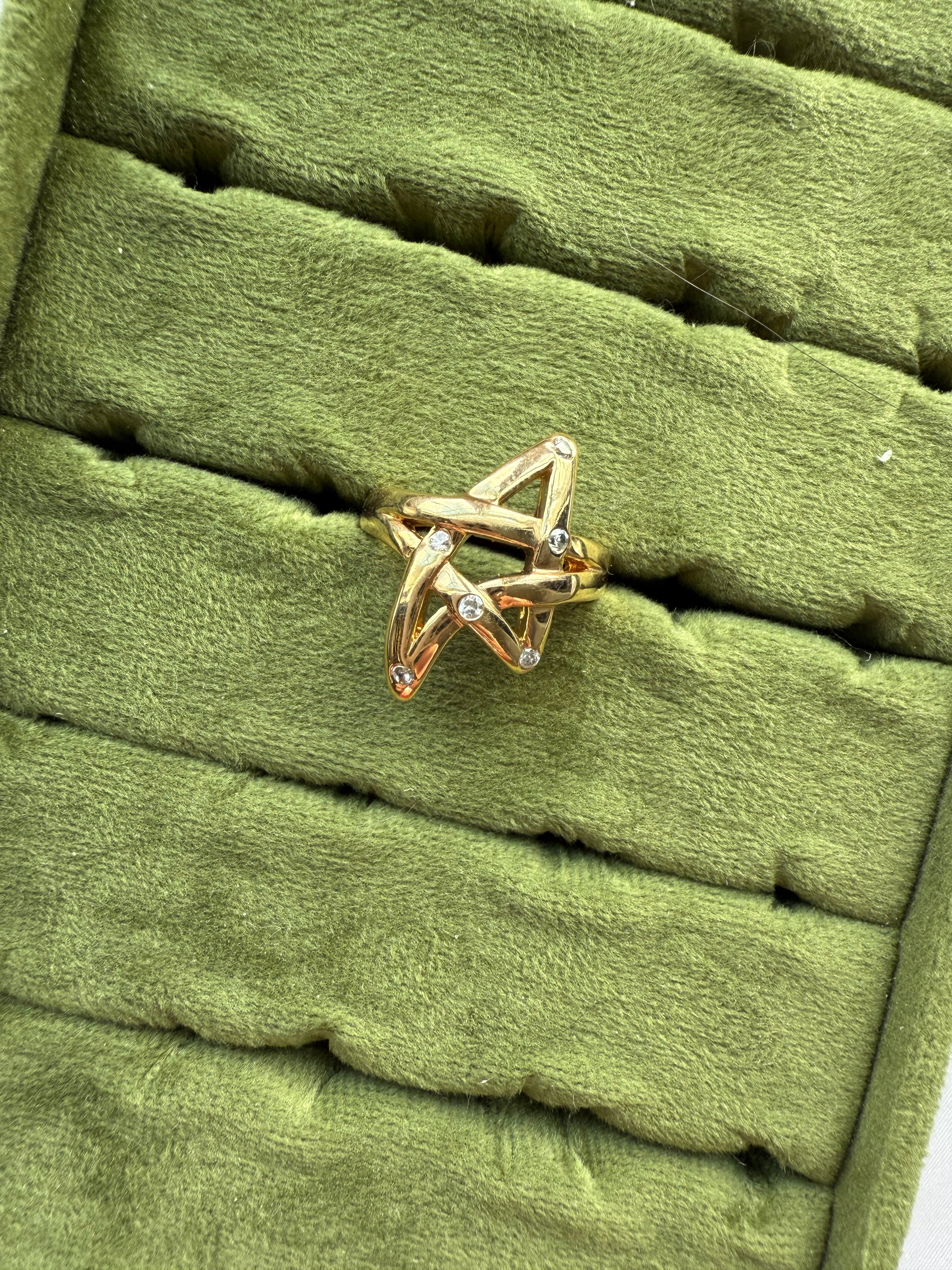Gold CZ Star Ring Size 8.75