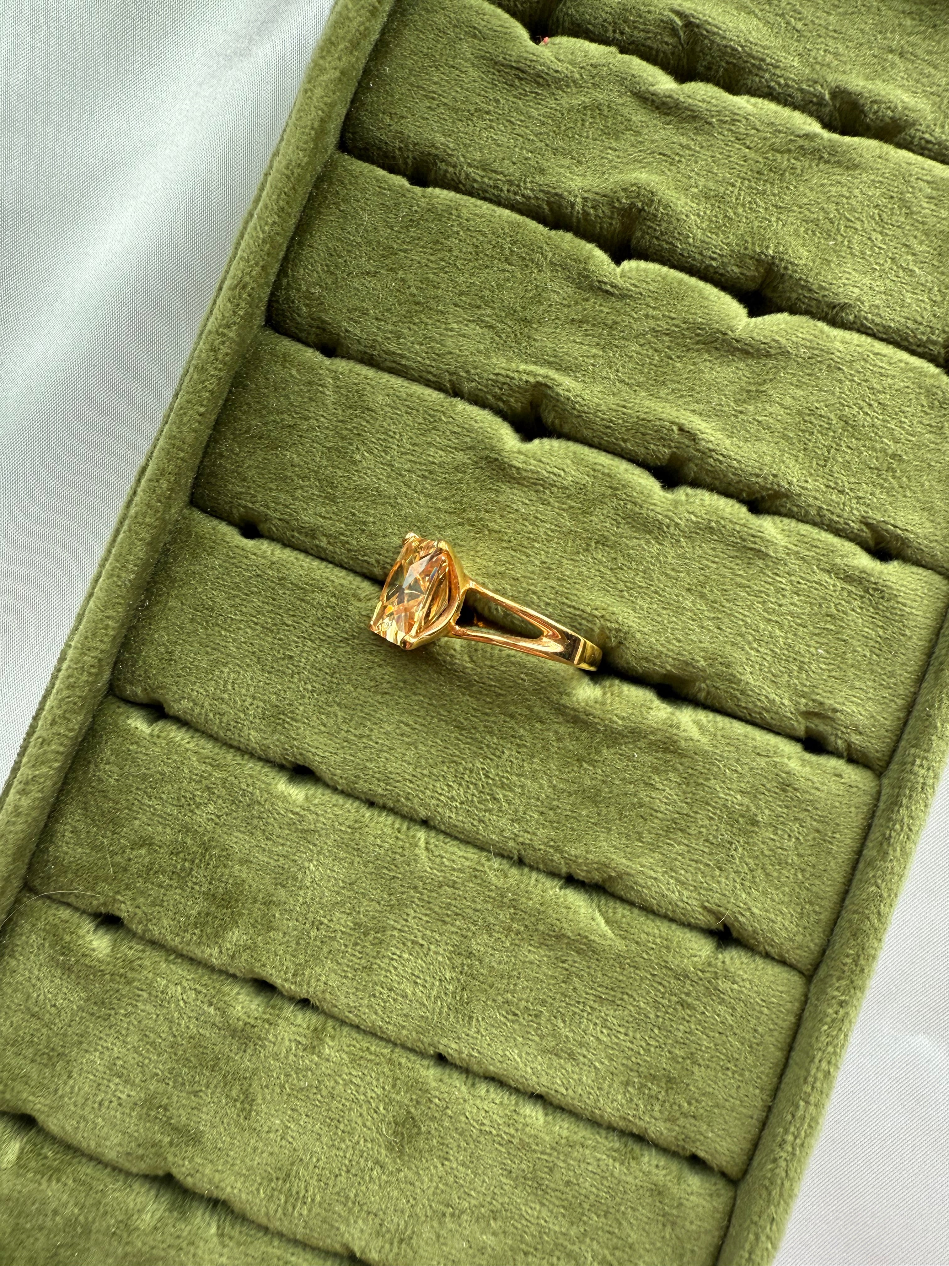 Gold Cushion Champagne Ring Size 7