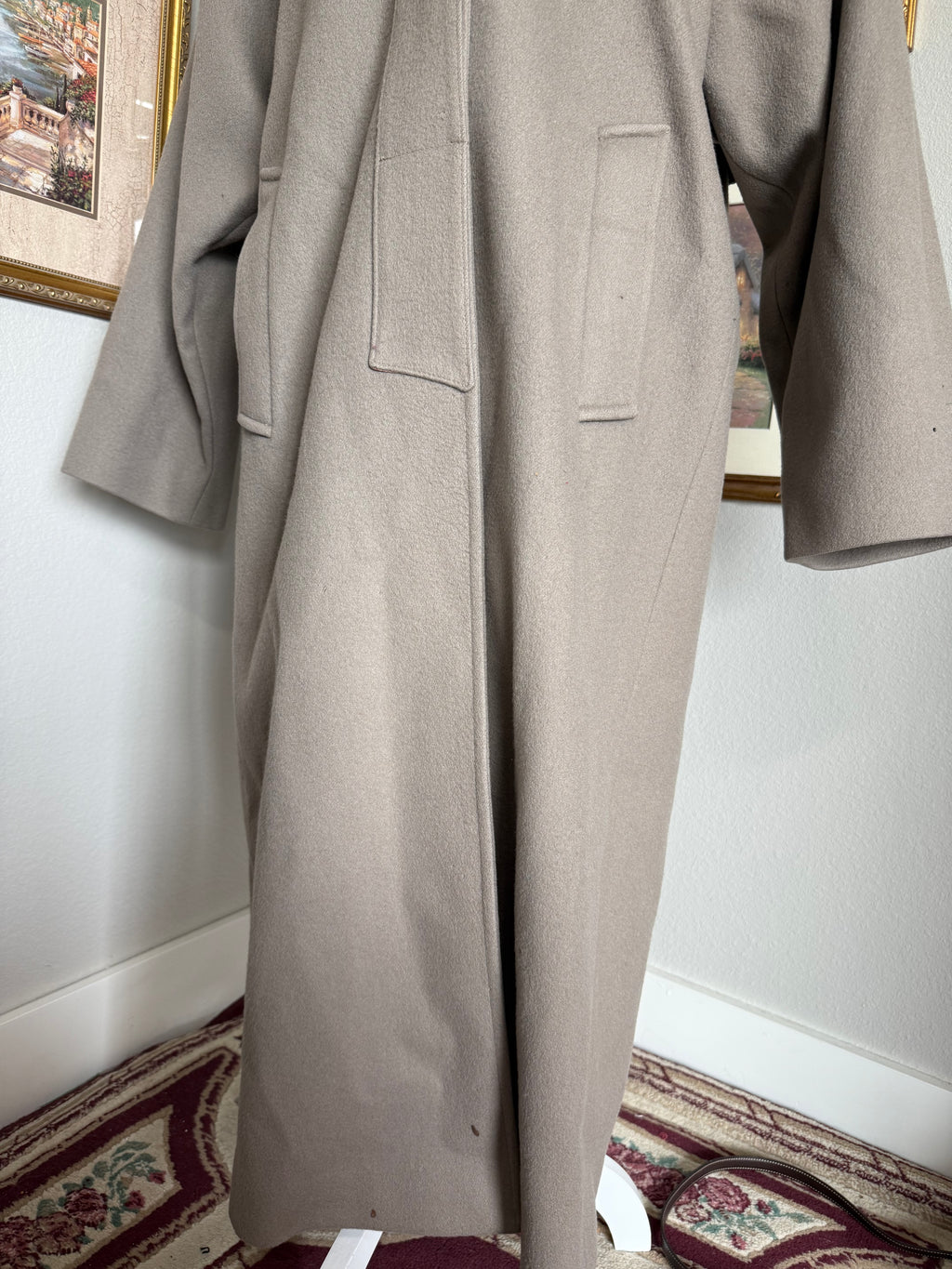 Harve Benard Neutral Pure Wool Trenchcoat
