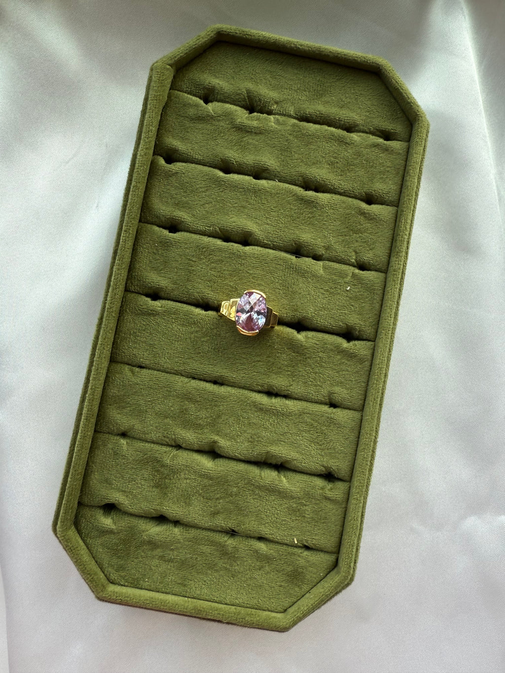 Gold Bezel Set Lilac Ring Size 7.5