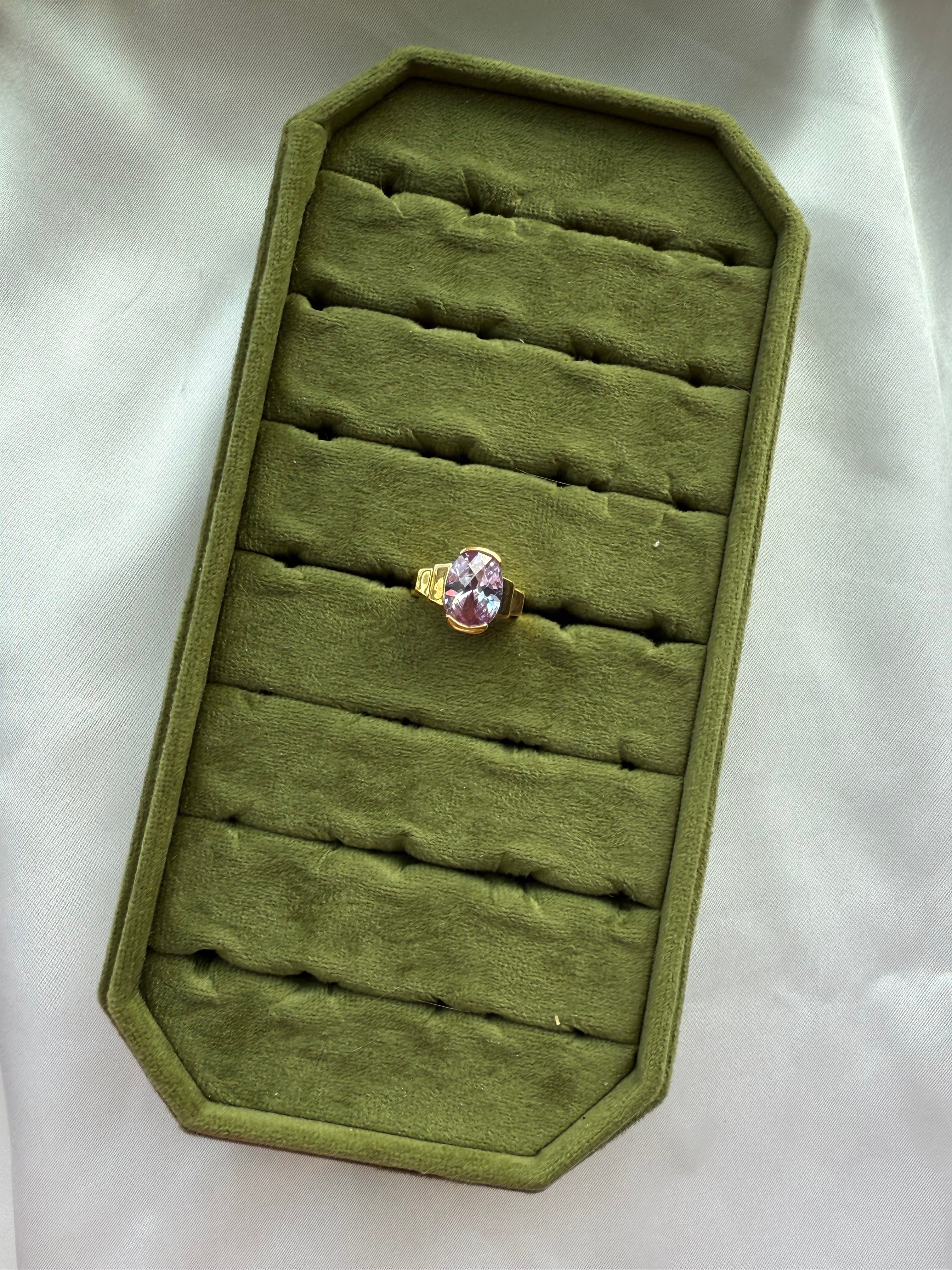 Gold Bezel Set Lilac Ring Size 7.5