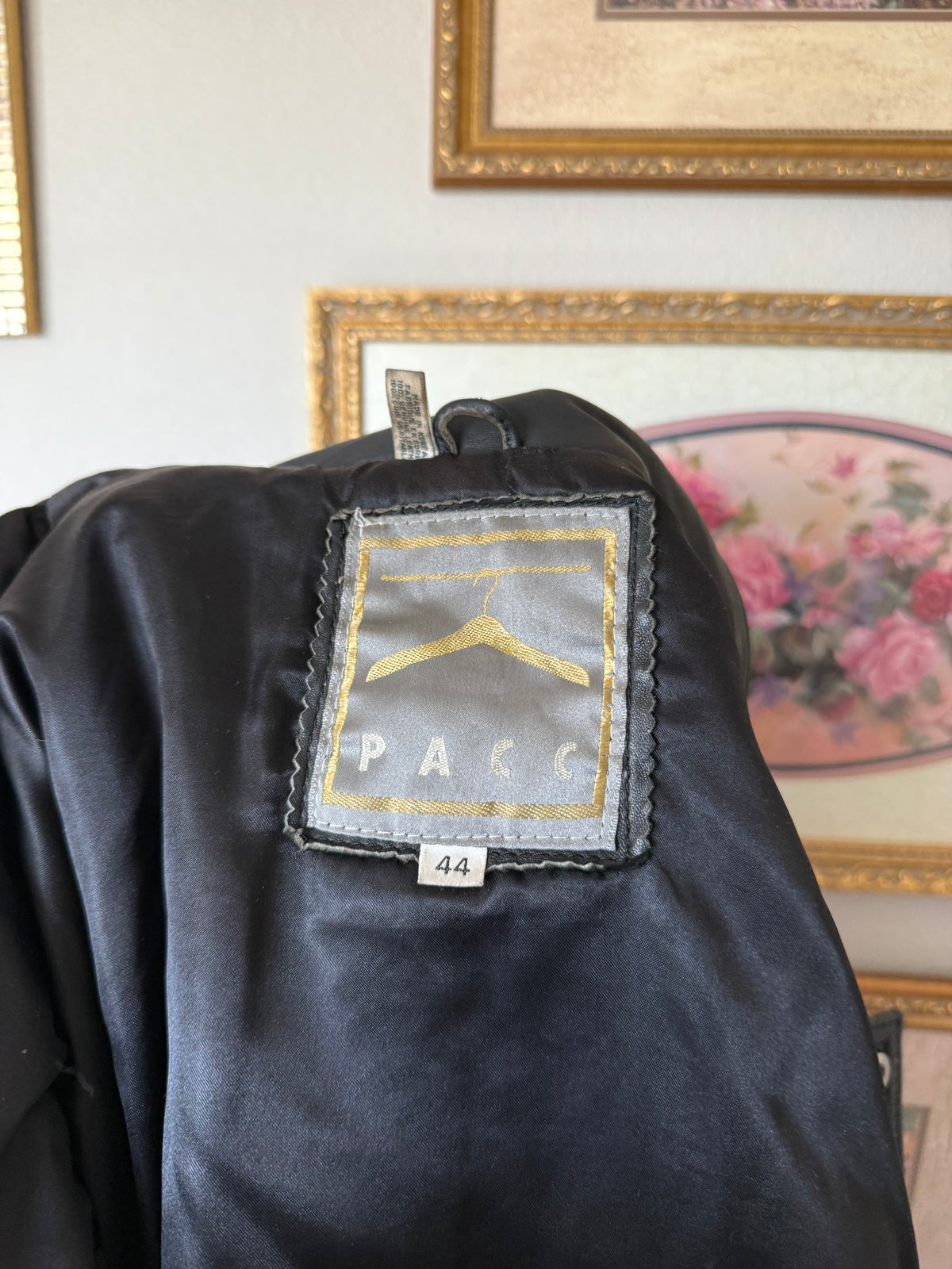 Vintage Black PACC Leather Bomber Jacket