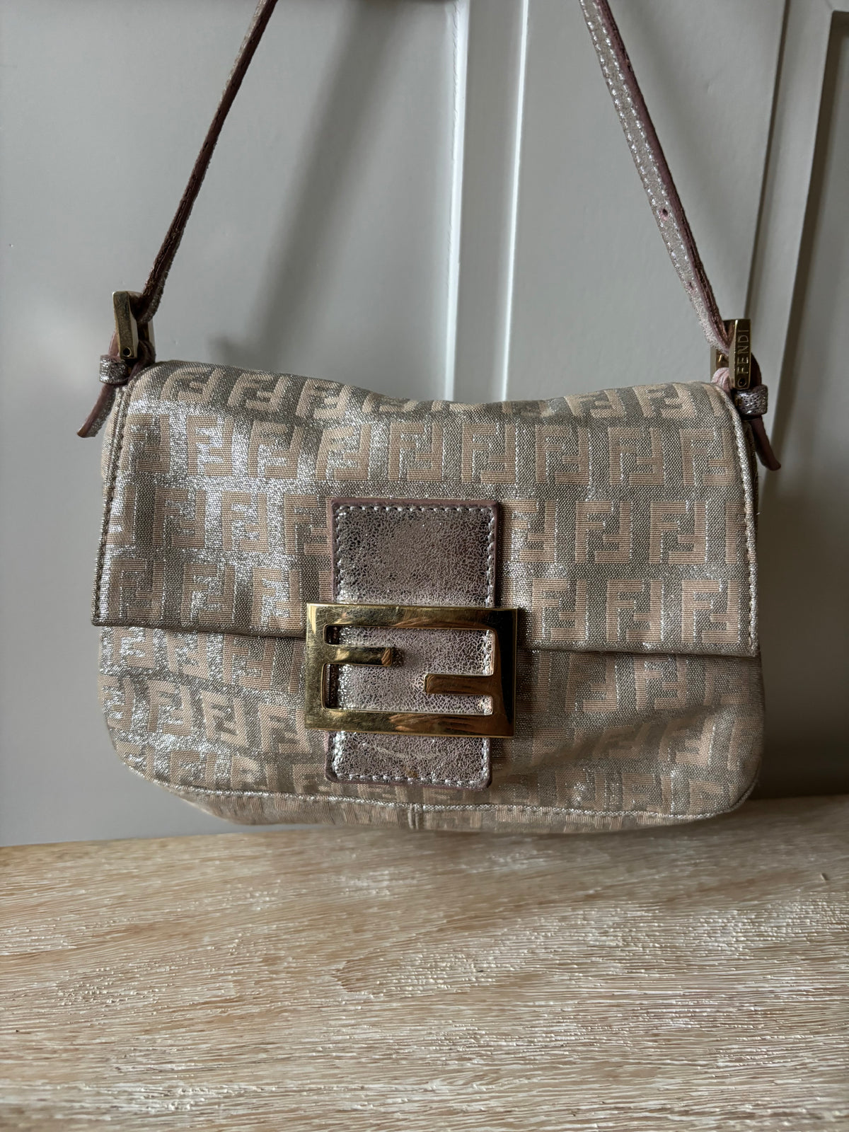 Fendi Metallic Zucchino Mini Mamma Baguette Bag