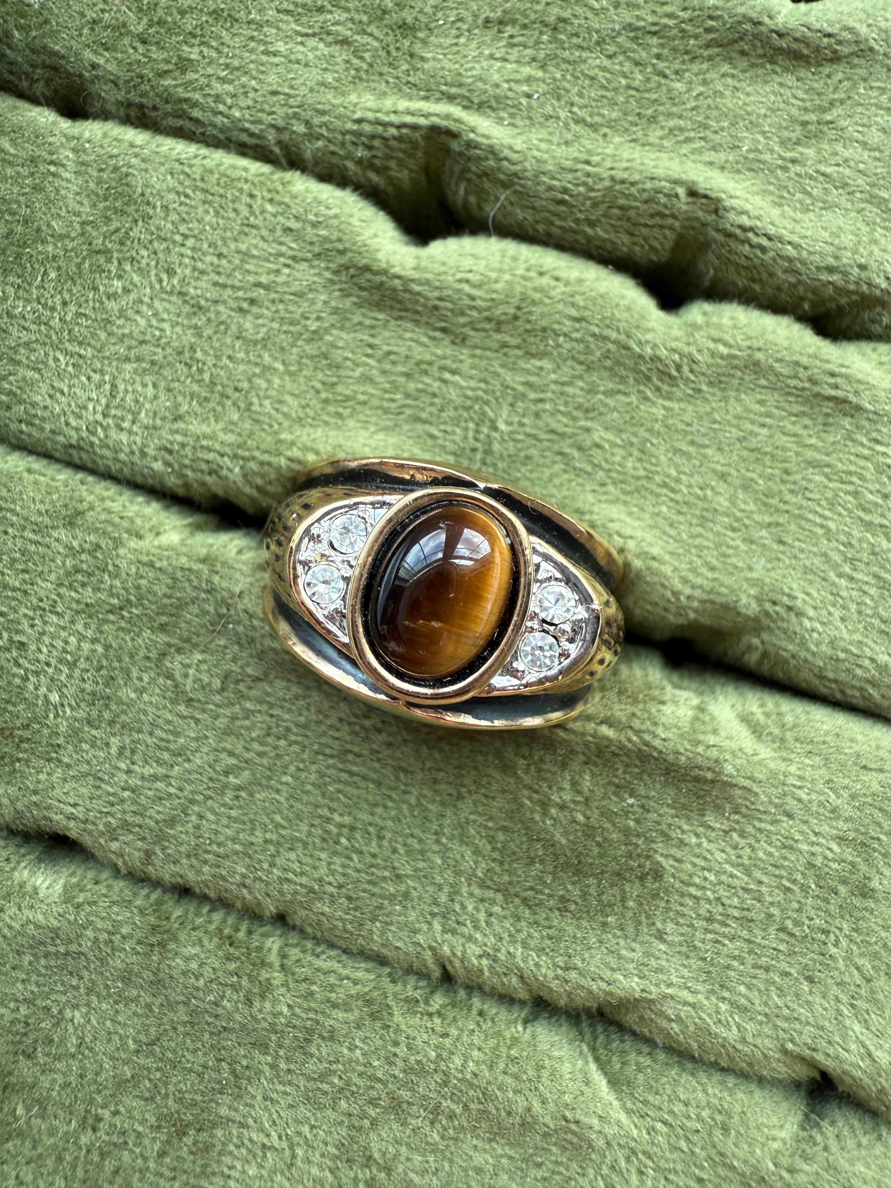 Gold Tiger's Eye Ring Size 10