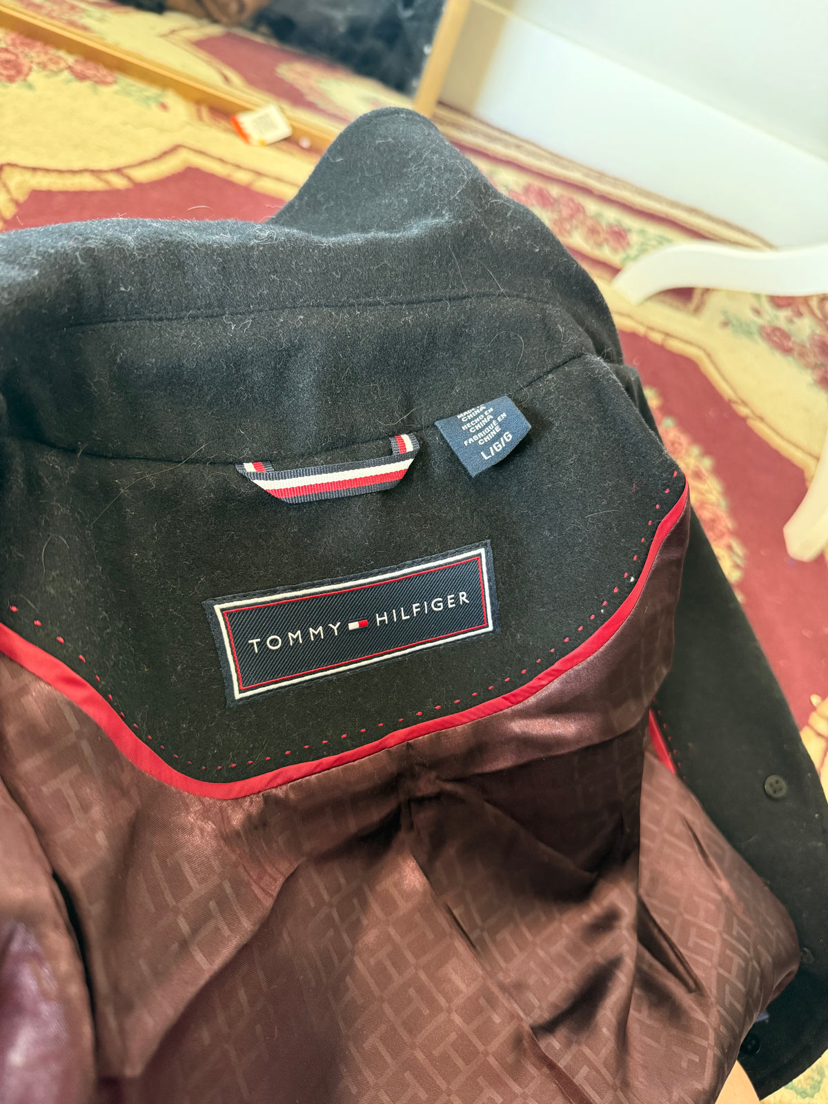 Tommy Hilfiger Black Wool Trenchcoat