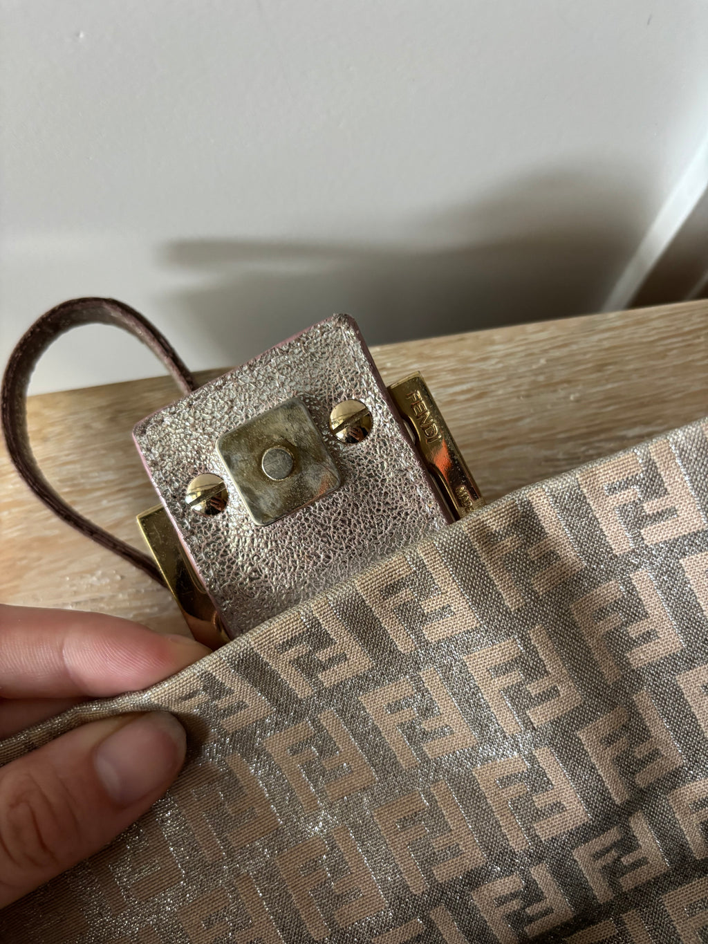 Fendi Metallic Zucchino Mini Mamma Baguette Bag