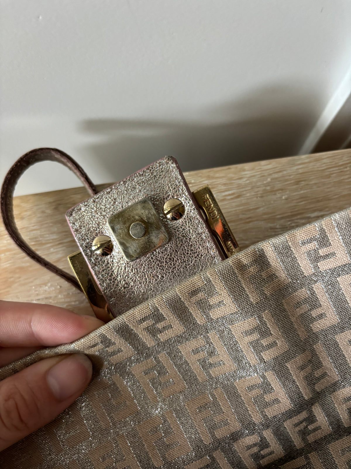Fendi Metallic Zucchino Mini Mamma Baguette Bag